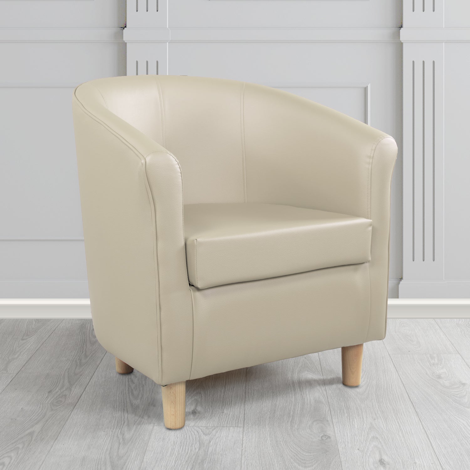 Tuscany Tub Chair in Just Colour Antimicrobial Crib 5 Contract Faux Leather with Light Wood Legs