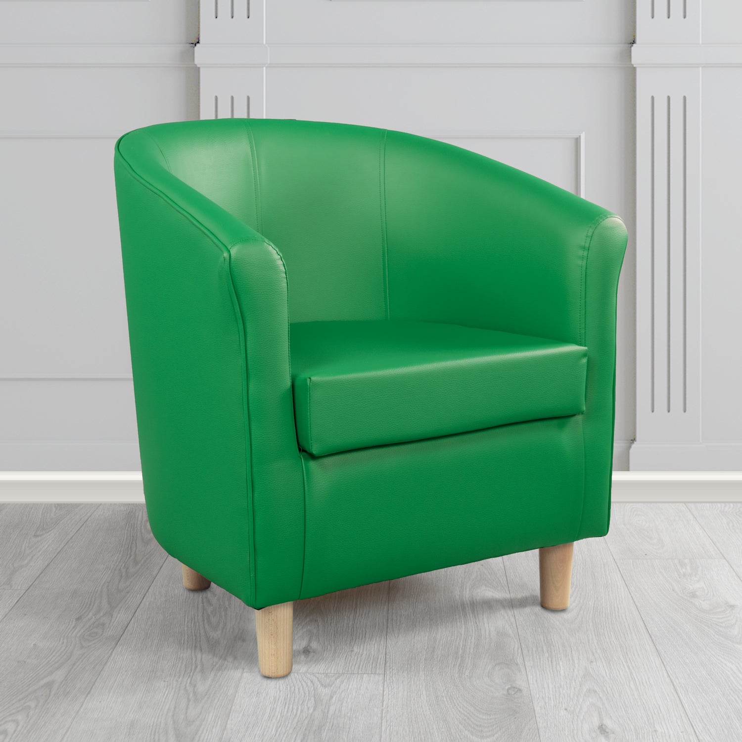 Tuscany Tub Chair in Just Colour Antimicrobial Crib 5 Contract Faux Leather with Light Wood Legs