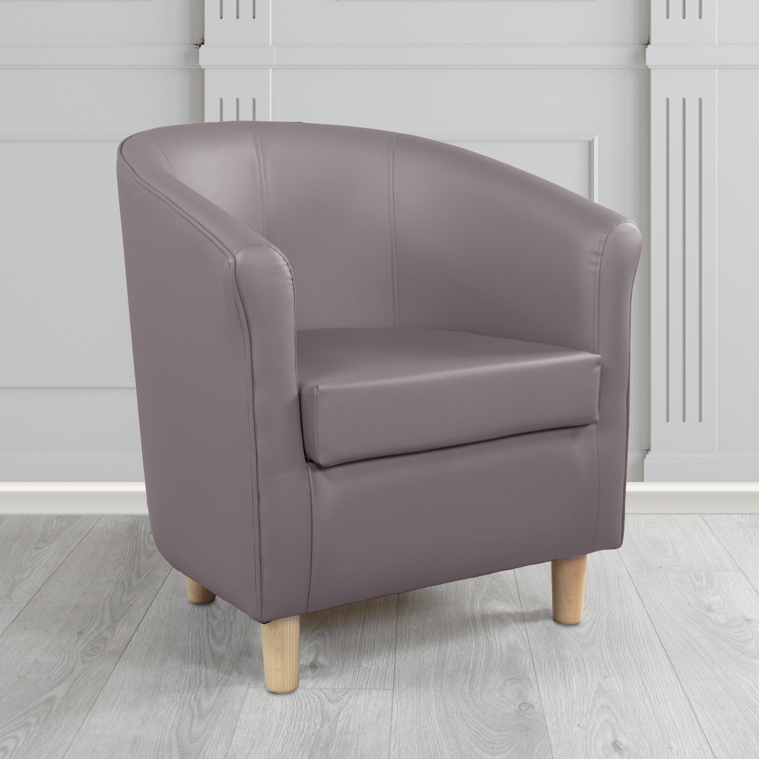 Tuscany Tub Chair in Just Colour Antimicrobial Crib 5 Contract Faux Leather with Light Wood Legs