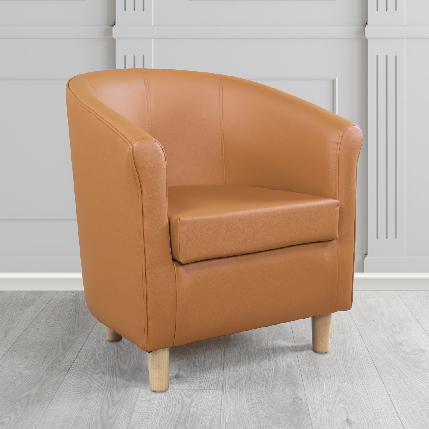 Tuscany Tub Chair in Just Colour Antimicrobial Crib 5 Contract Faux Leather with Light Wood Legs