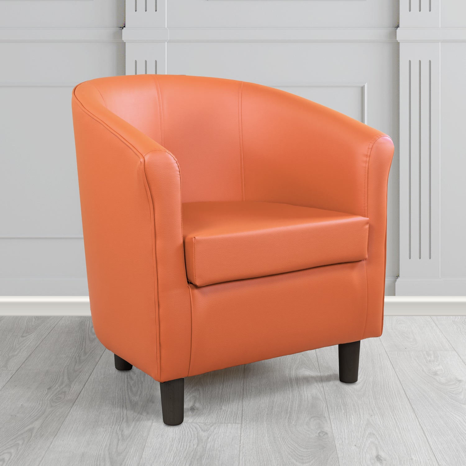 Tuscany Tub Chair in Just Colour Antimicrobial Crib 5 Contract Faux Leather with Dark Wood Legs