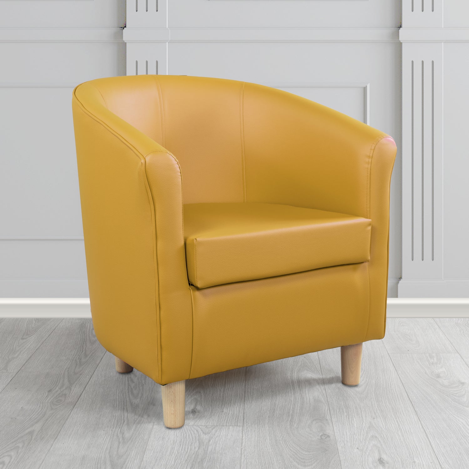 Tuscany Tub Chair in Just Colour Antimicrobial Crib 5 Contract Faux Leather with Light Wood Legs