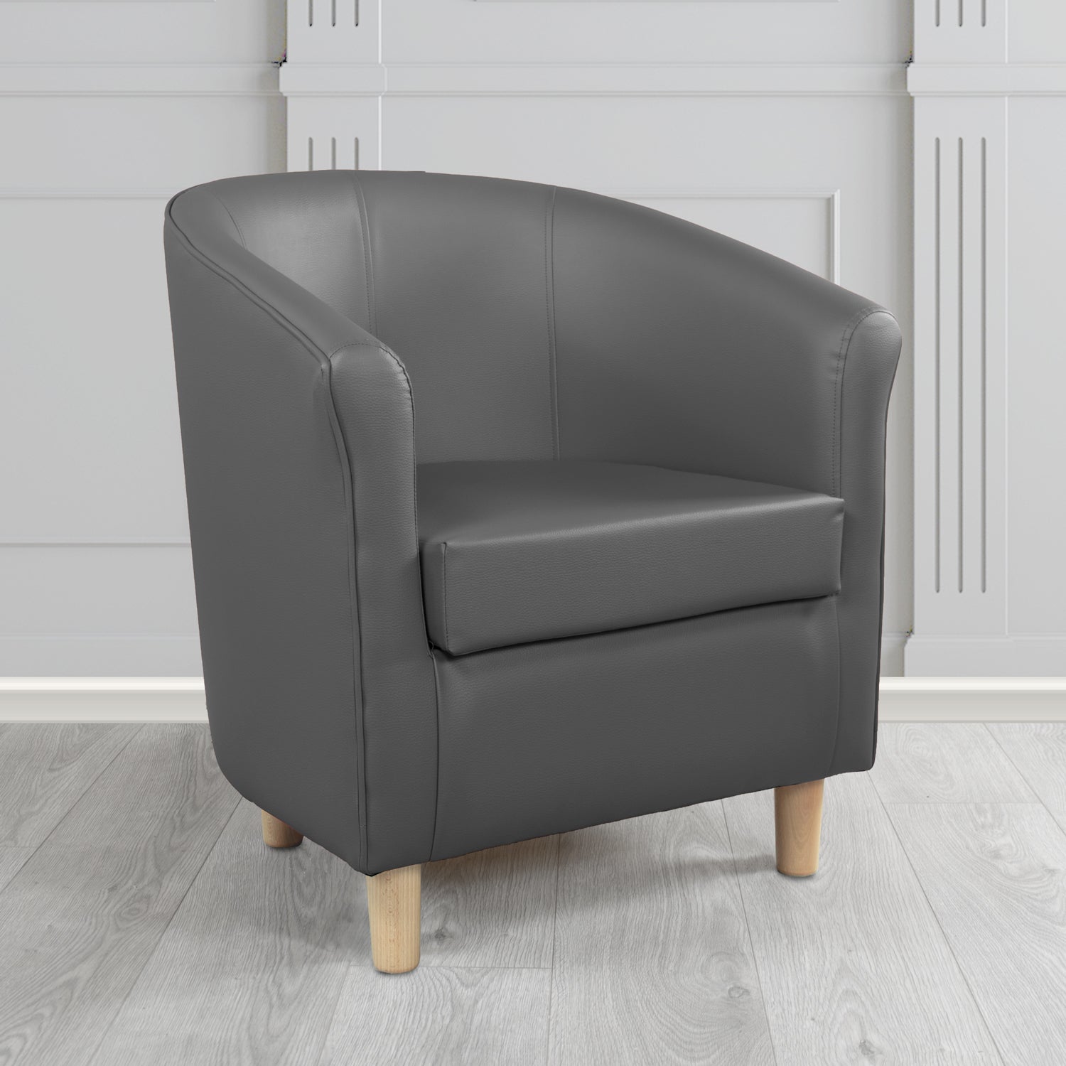 Tuscany Tub Chair in Just Colour Antimicrobial Crib 5 Contract Faux Leather with Light Wood Legs
