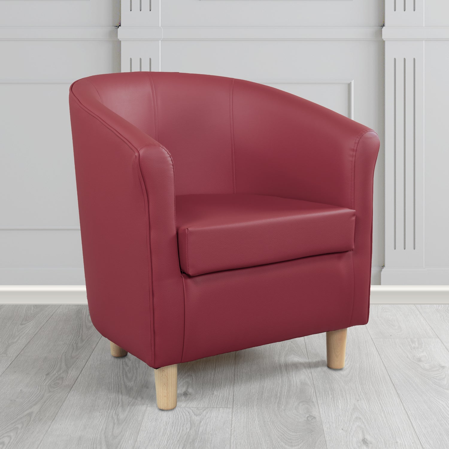 Tuscany Tub Chair in Just Colour Antimicrobial Crib 5 Contract Faux Leather with Light Wood Legs