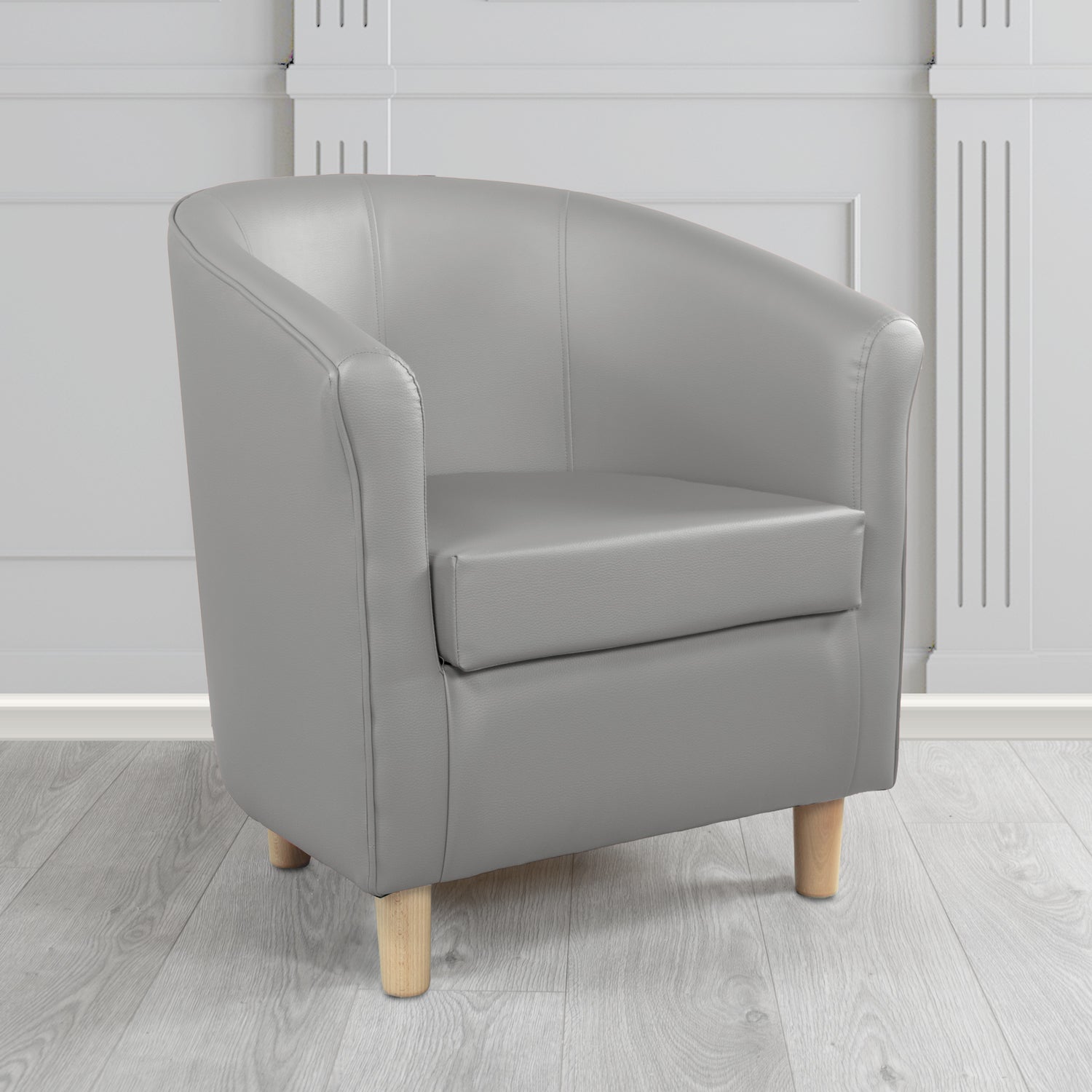 Tuscany Tub Chair in Just Colour Antimicrobial Crib 5 Contract Faux Leather with Light Wood Legs