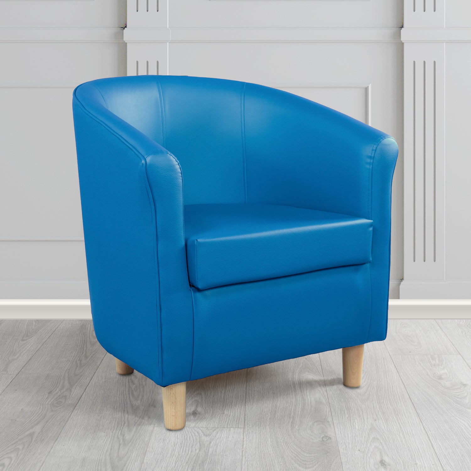 Tuscany Tub Chair in Just Colour Antimicrobial Crib 5 Contract Faux Leather with Light Wood Legs
