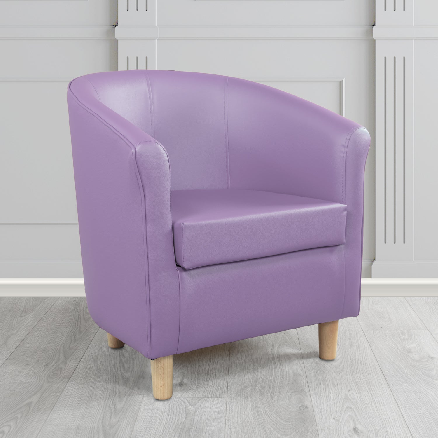 Tuscany Tub Chair in Just Colour Antimicrobial Crib 5 Contract Faux Leather with Light Wood Legs