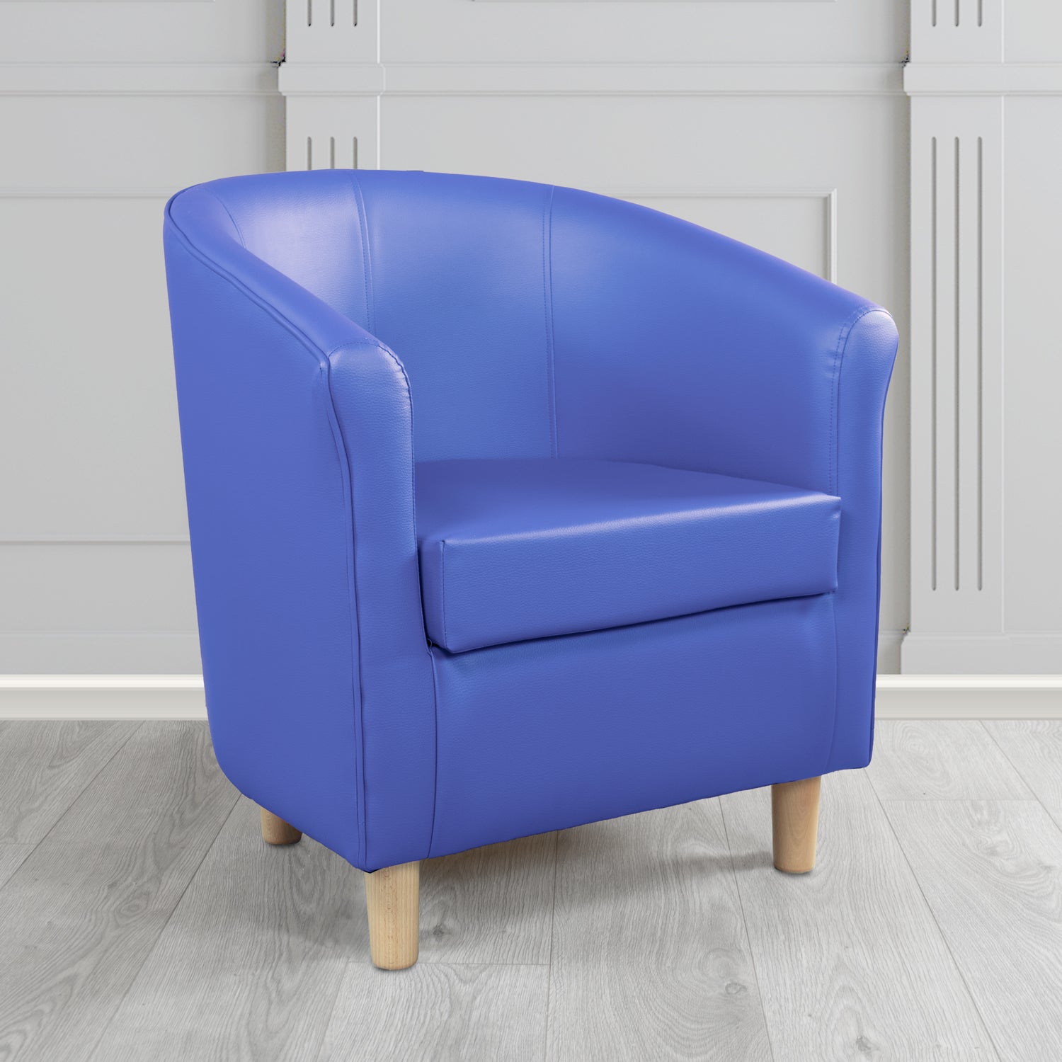 Tuscany Tub Chair in Just Colour Antimicrobial Crib 5 Contract Faux Leather with Light Wood Legs