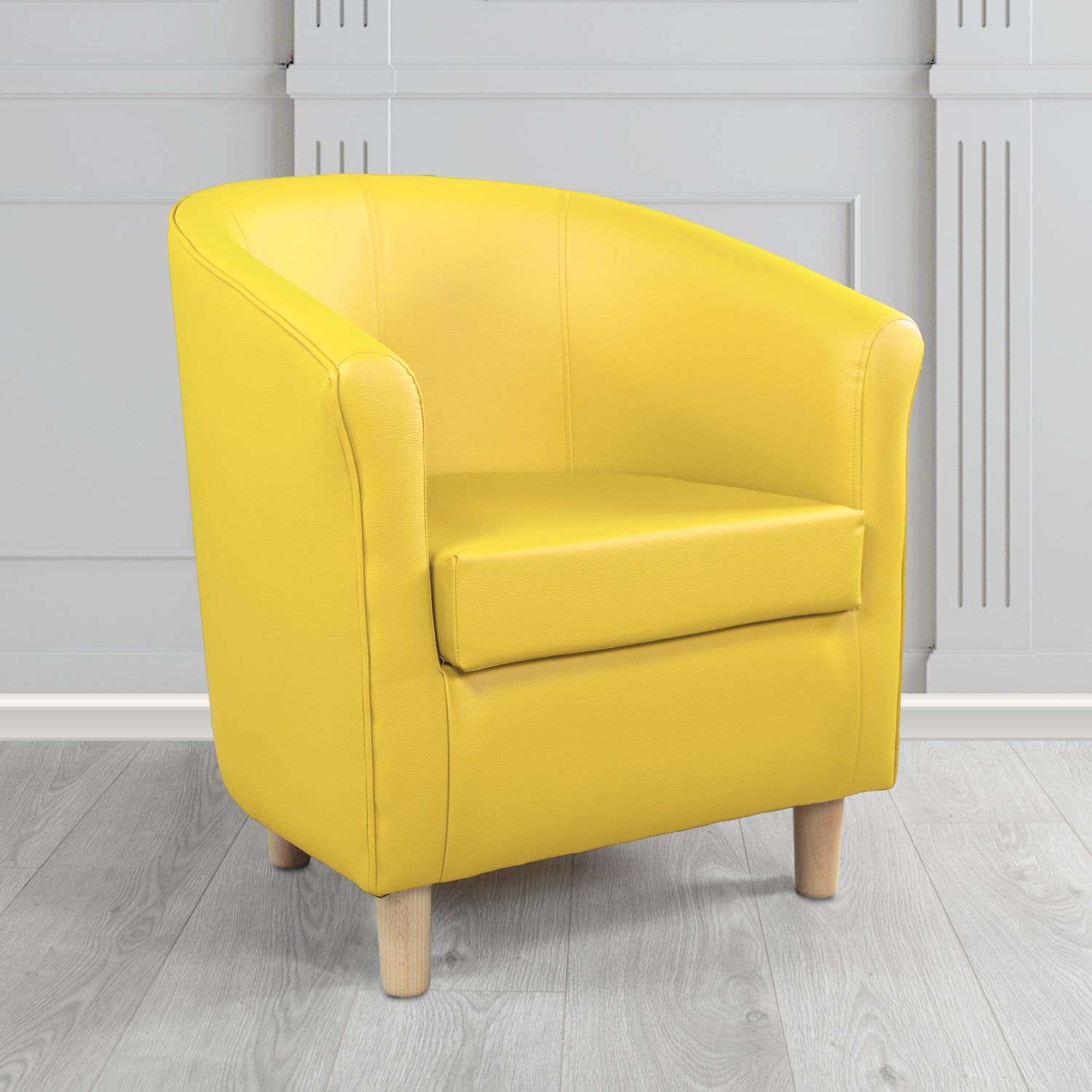 Tuscany Tub Chair in Just Colour Antimicrobial Crib 5 Contract Faux Leather with Light Wood Legs