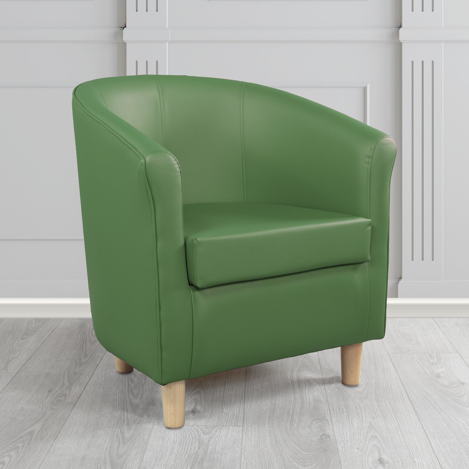 Tuscany Tub Chair in Just Colour Antimicrobial Crib 5 Contract Faux Leather with Light Wood Legs