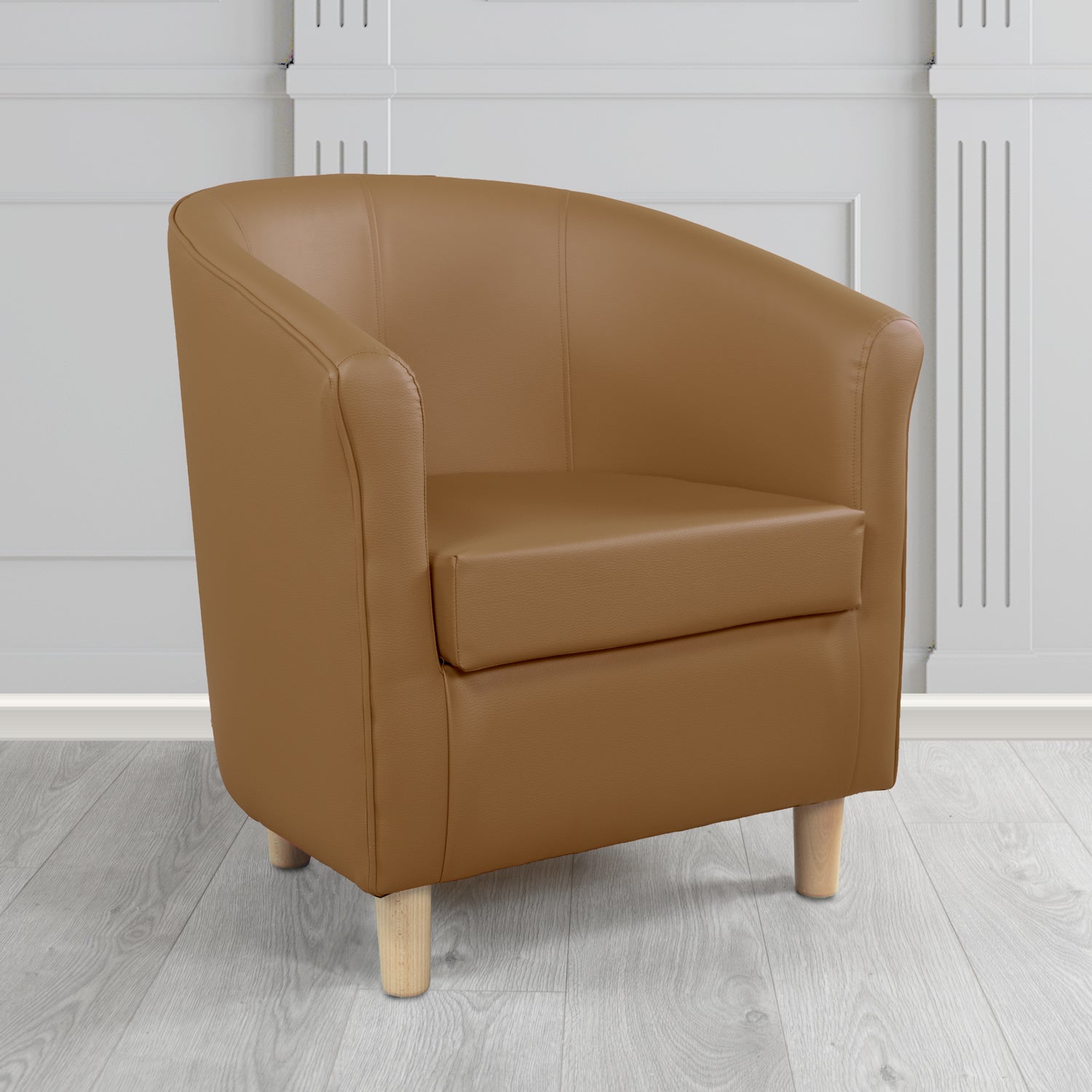 Tuscany Tub Chair in Just Colour Antimicrobial Crib 5 Contract Faux Leather with Light Wood Legs