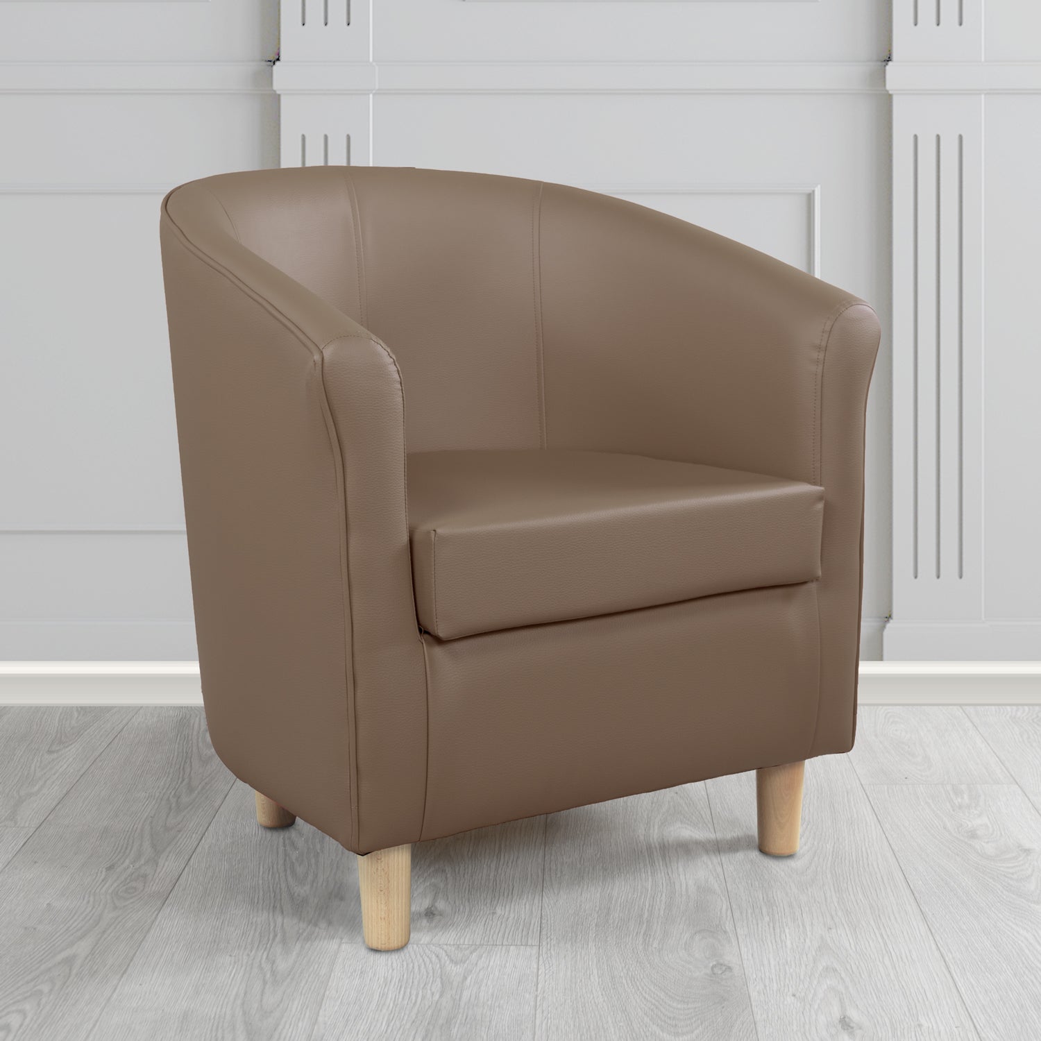 Tuscany Tub Chair in Just Colour Antimicrobial Crib 5 Contract Faux Leather with Light Wood Legs