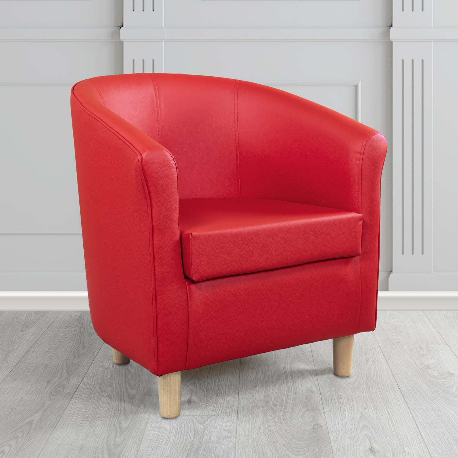 Tuscany Tub Chair in Just Colour Antimicrobial Crib 5 Contract Faux Leather with Light Wood Legs