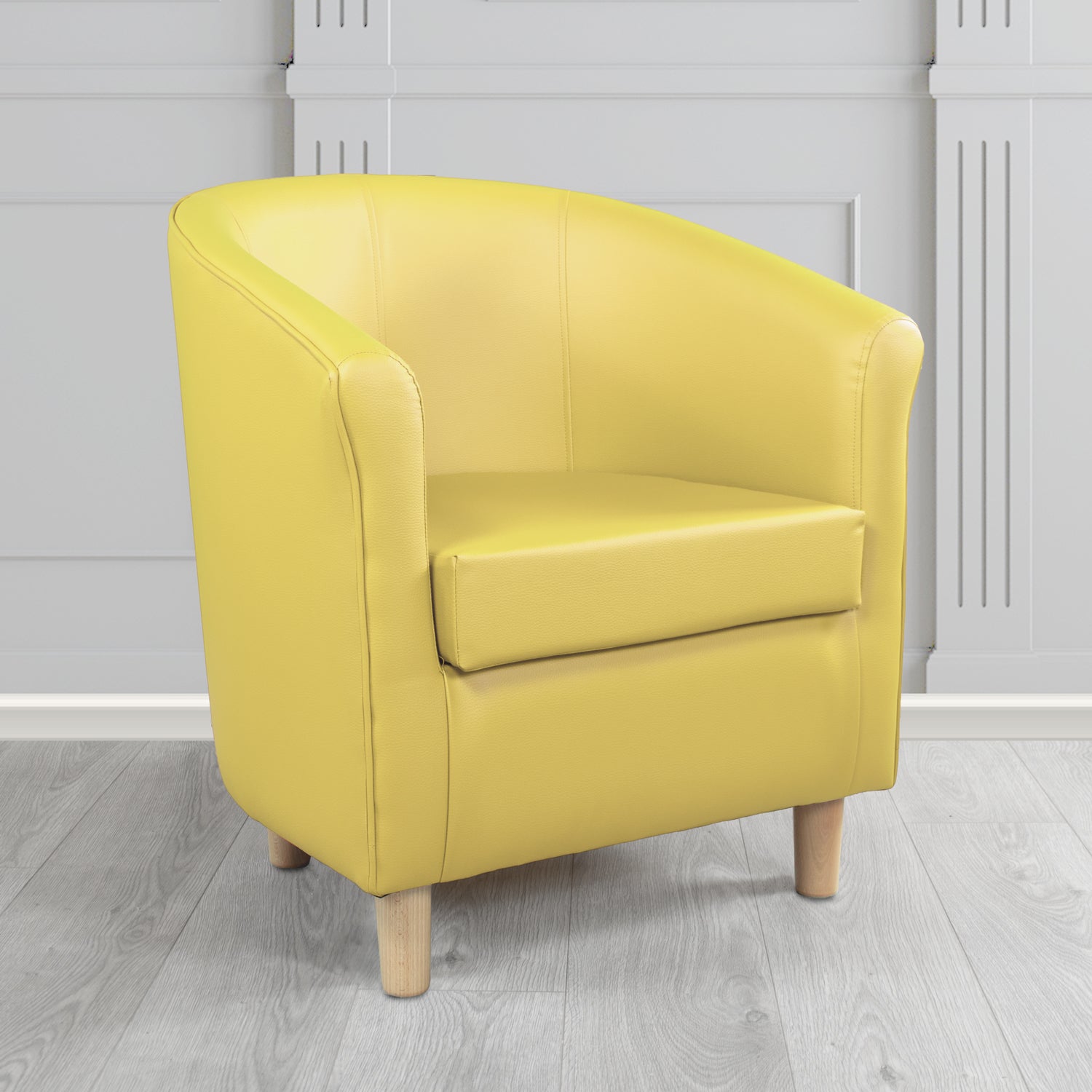 Tuscany Tub Chair in Just Colour Antimicrobial Crib 5 Contract Faux Leather with Light Wood Legs