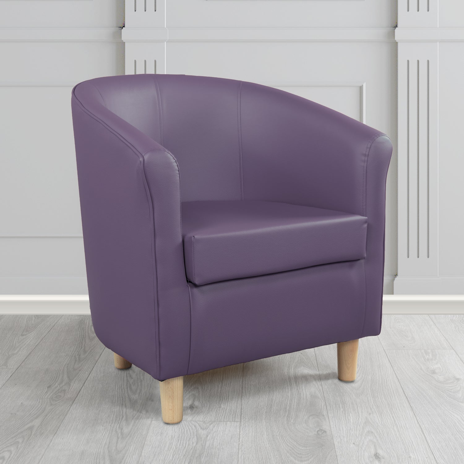 Tuscany Tub Chair in Just Colour Antimicrobial Crib 5 Contract Faux Leather with Light Wood Legs