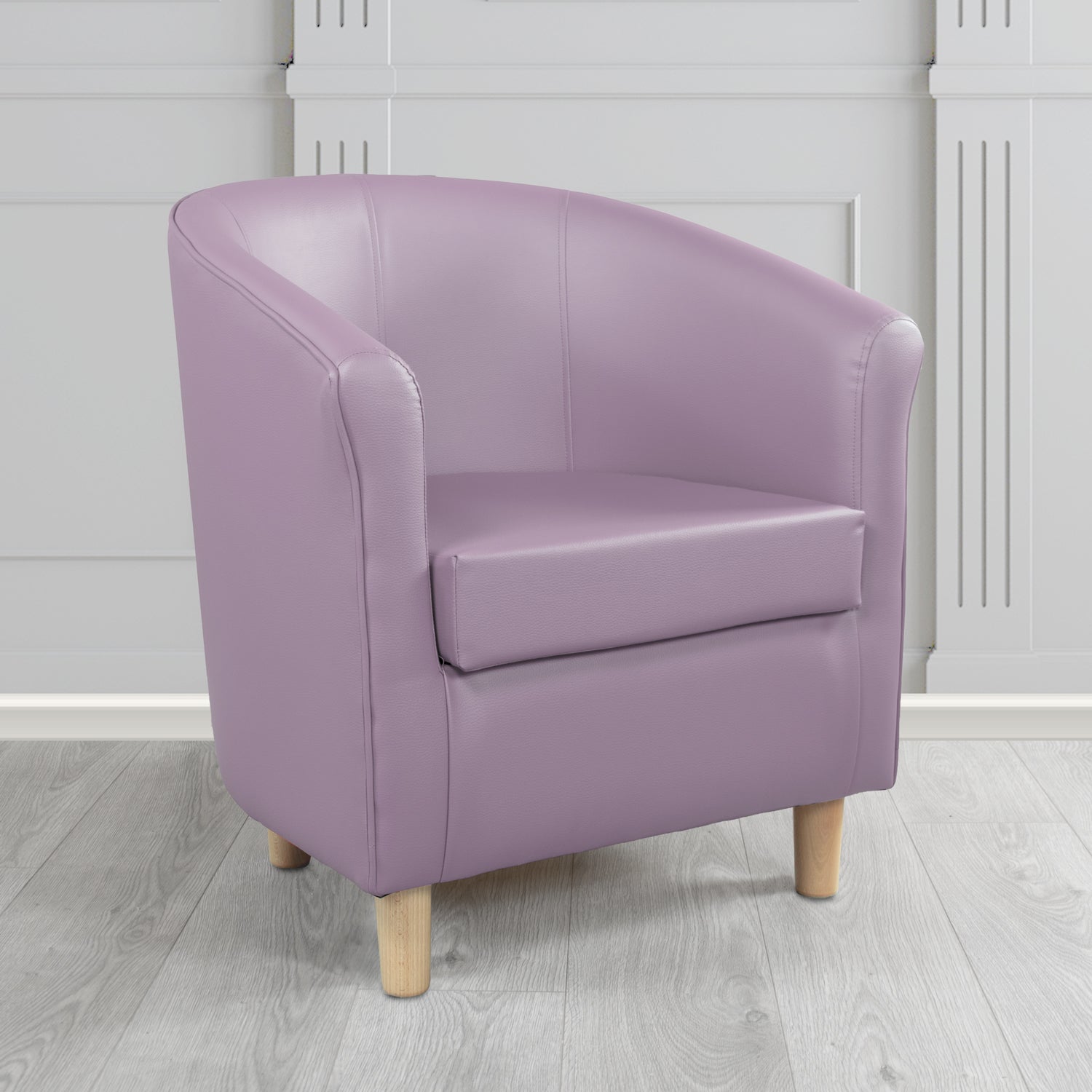 Tuscany Tub Chair in Just Colour Antimicrobial Crib 5 Contract Faux Leather with Light Wood Legs