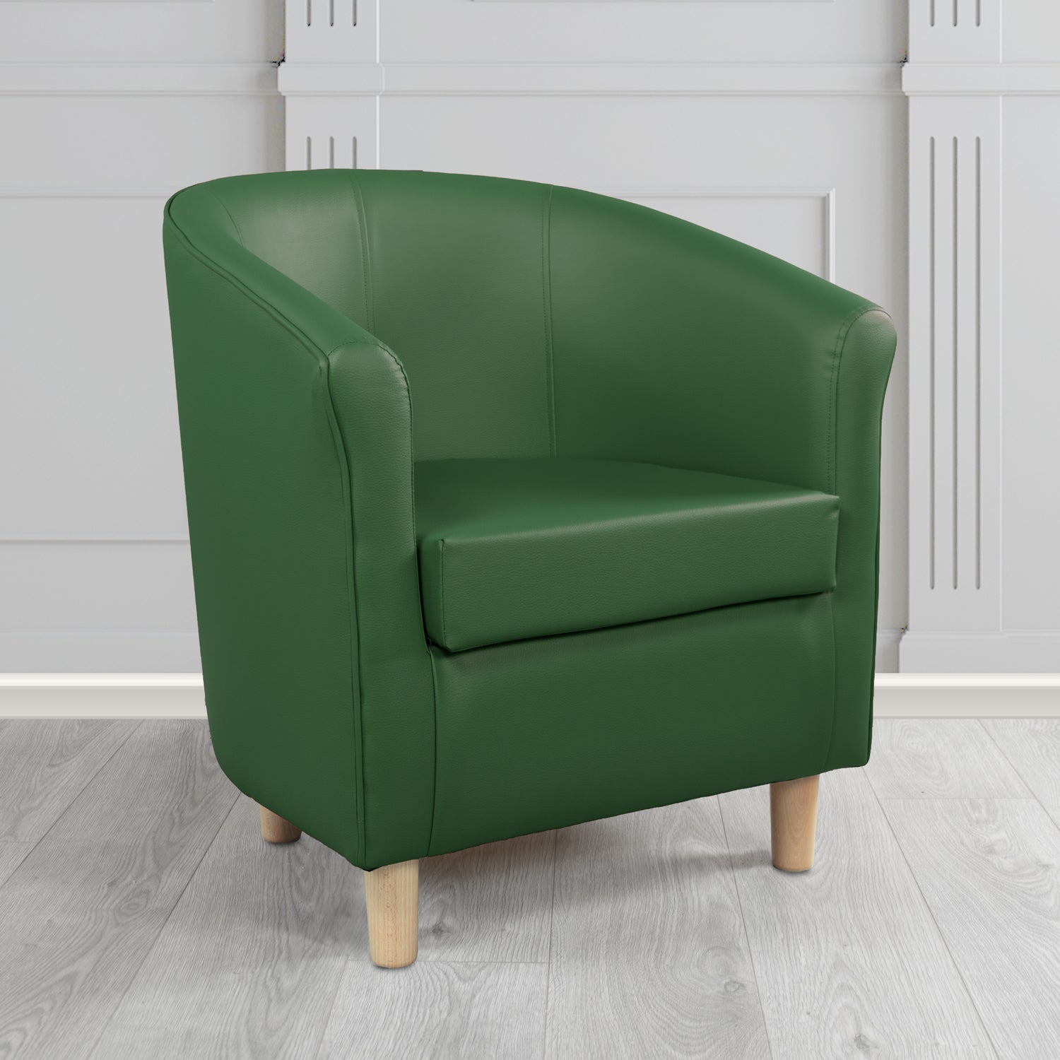 Tuscany Tub Chair in Just Colour Antimicrobial Crib 5 Contract Faux Leather with Light Wood Legs