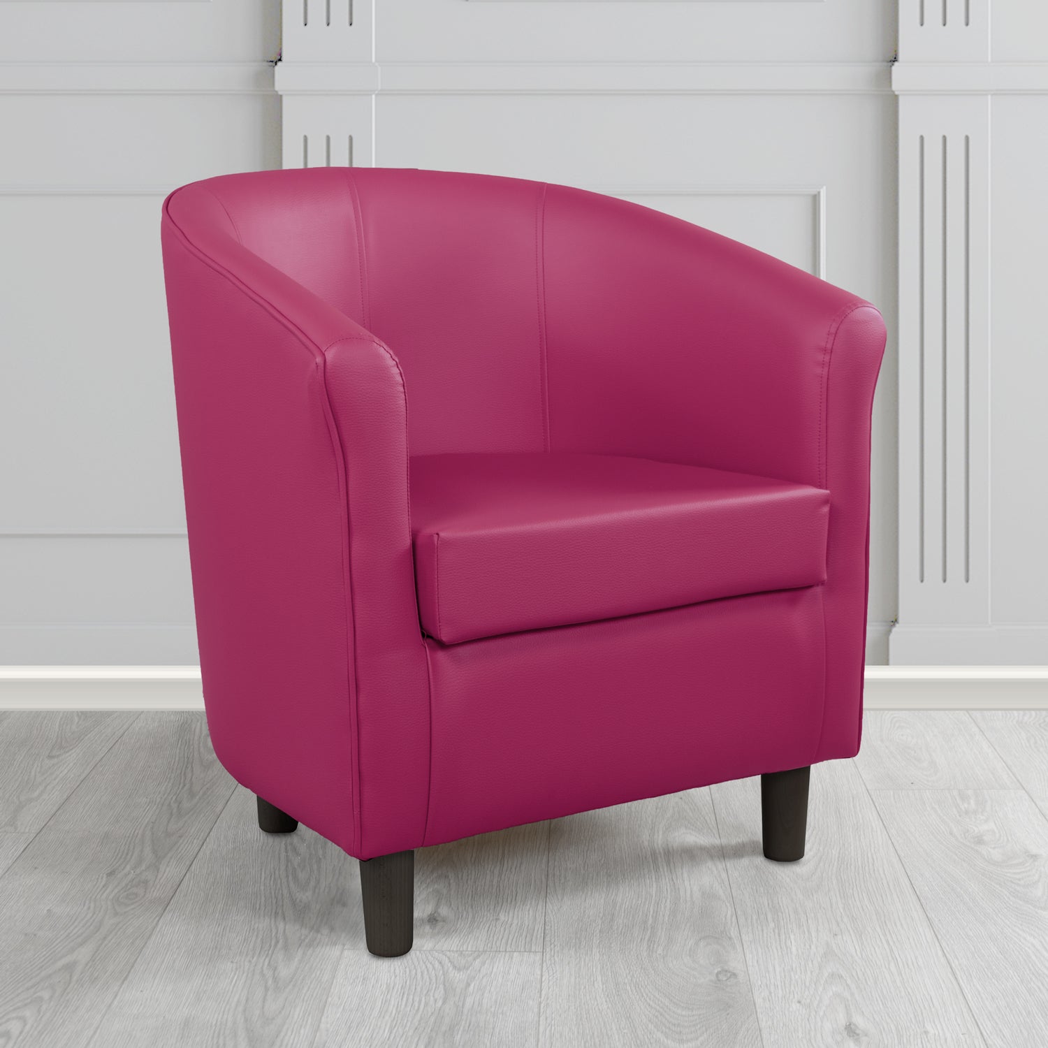 Tuscany Tub Chair in Just Colour Antimicrobial Crib 5 Contract Faux Leather with Dark Wood Legs