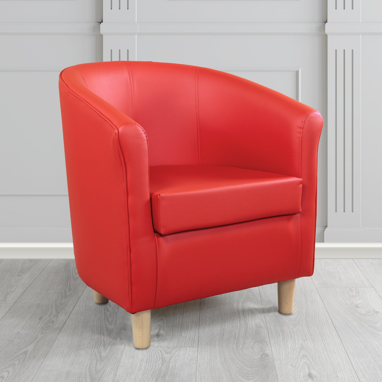 Tuscany Tub Chair in Just Colour Antimicrobial Crib 5 Contract Faux Leather with Light Wood Legs