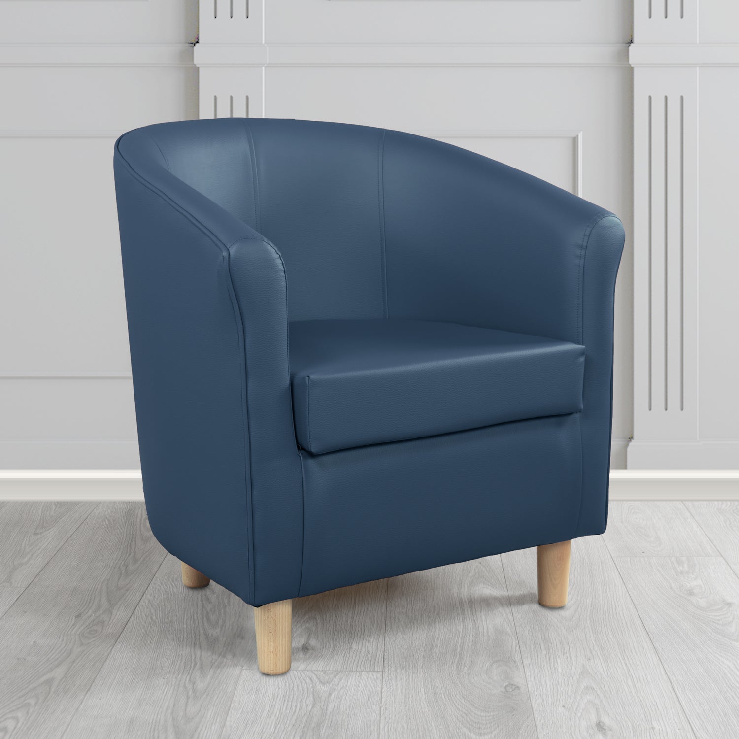 Tuscany Tub Chair in Just Colour Antimicrobial Crib 5 Contract Faux Leather with Light Wood Legs