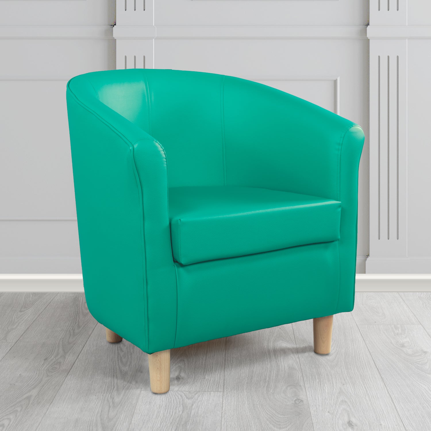 Tuscany Tub Chair in Just Colour Antimicrobial Crib 5 Contract Faux Leather with Light Wood Legs