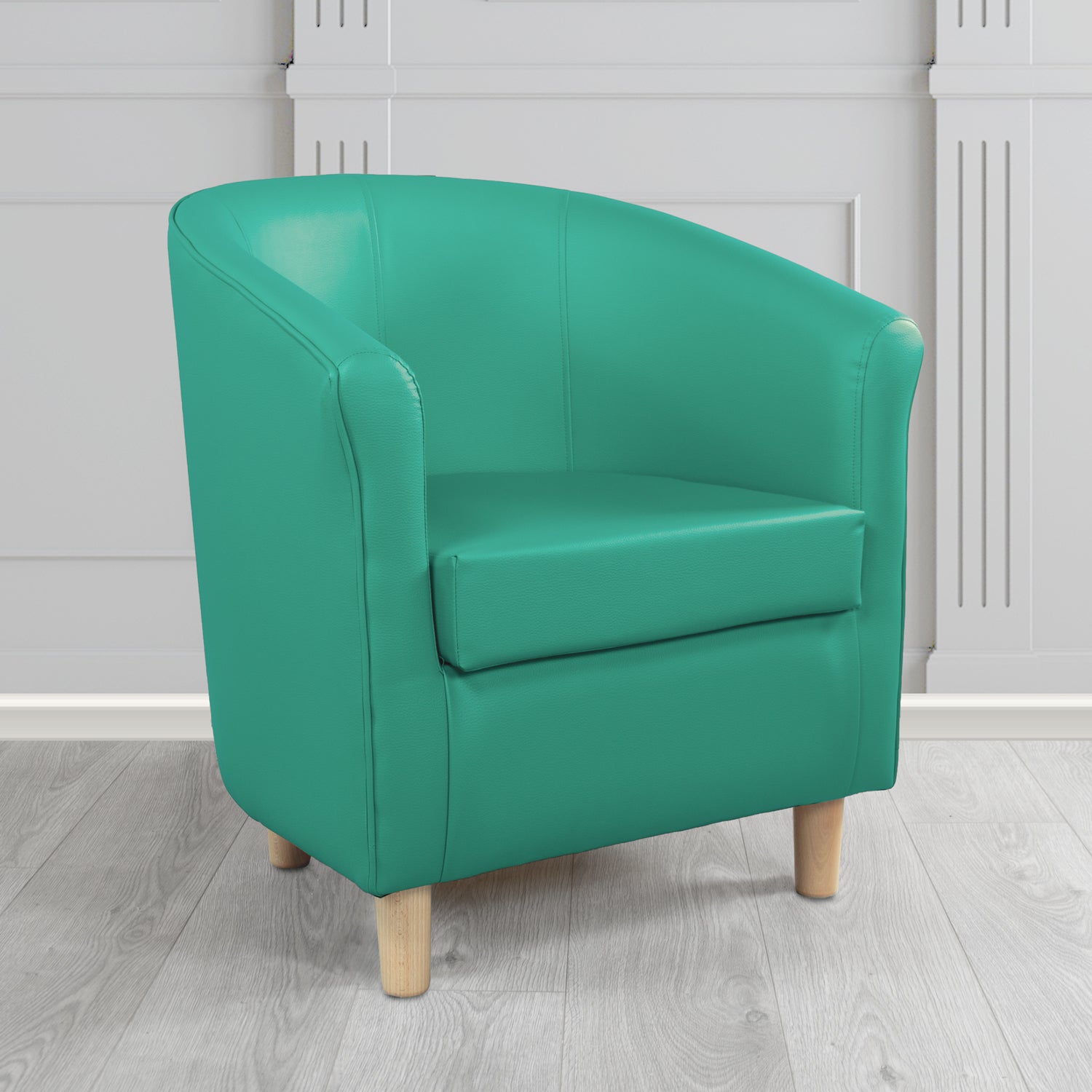 Tuscany Tub Chair in Just Colour Antimicrobial Crib 5 Contract Faux Leather with Light Wood Legs