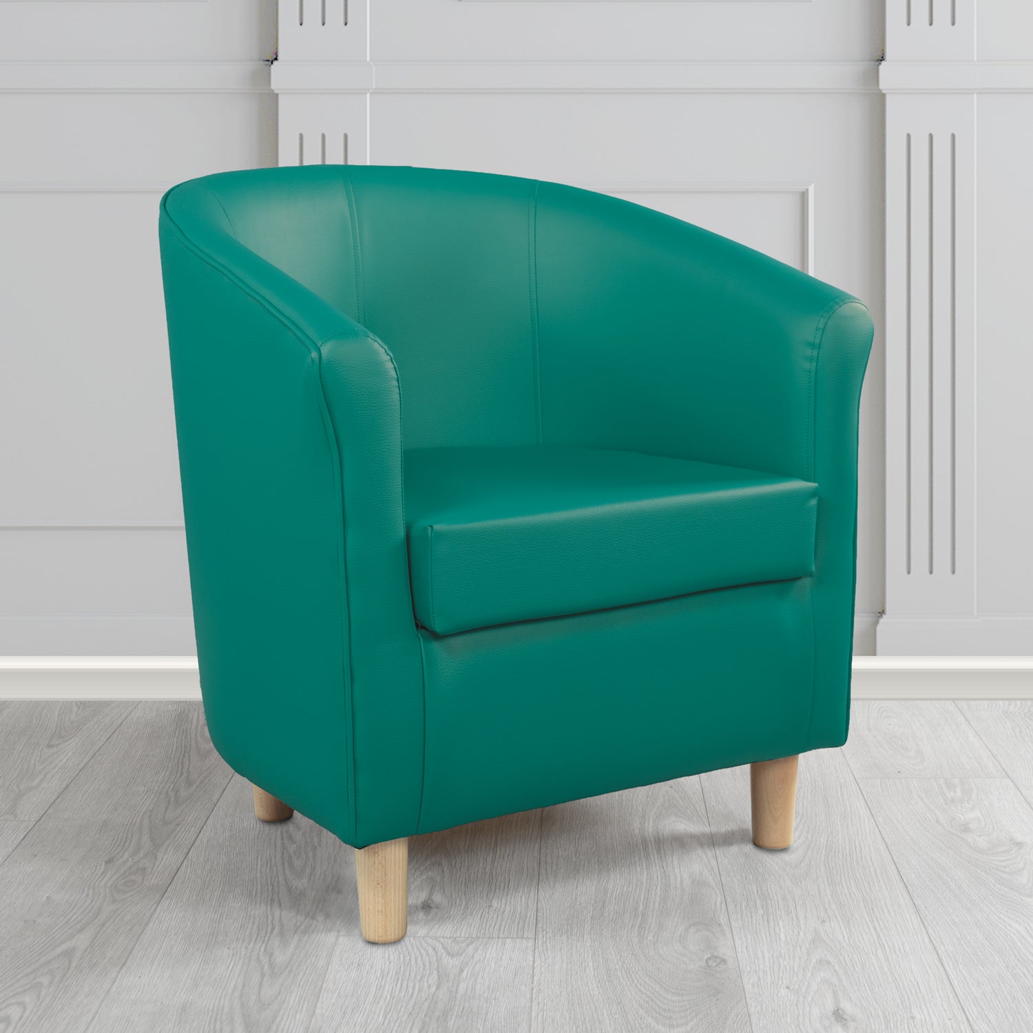 Tuscany Tub Chair in Just Colour Antimicrobial Crib 5 Contract Faux Leather with Light Wood Legs
