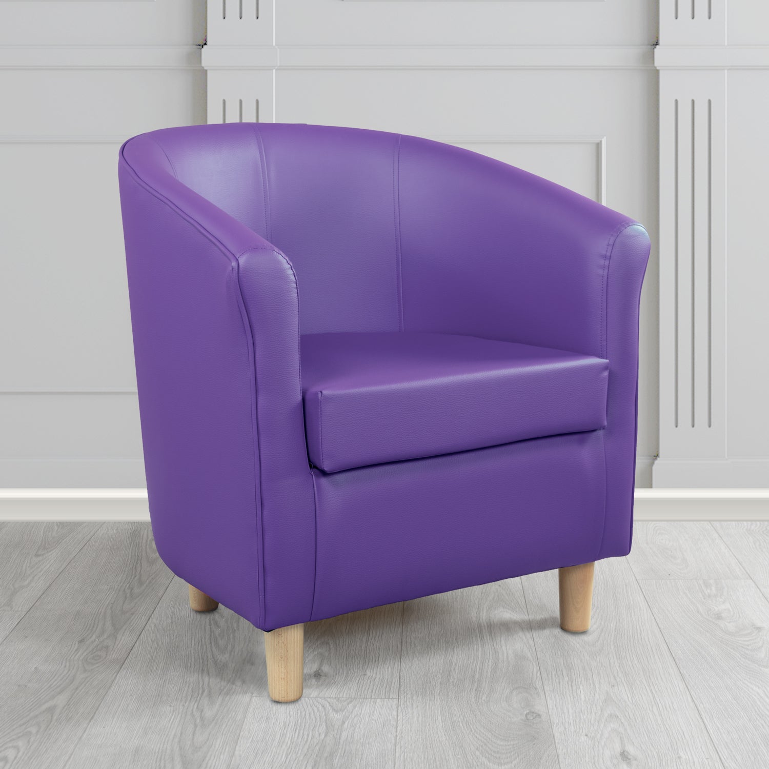 Tuscany Tub Chair in Just Colour Antimicrobial Crib 5 Contract Faux Leather with Light Wood Legs