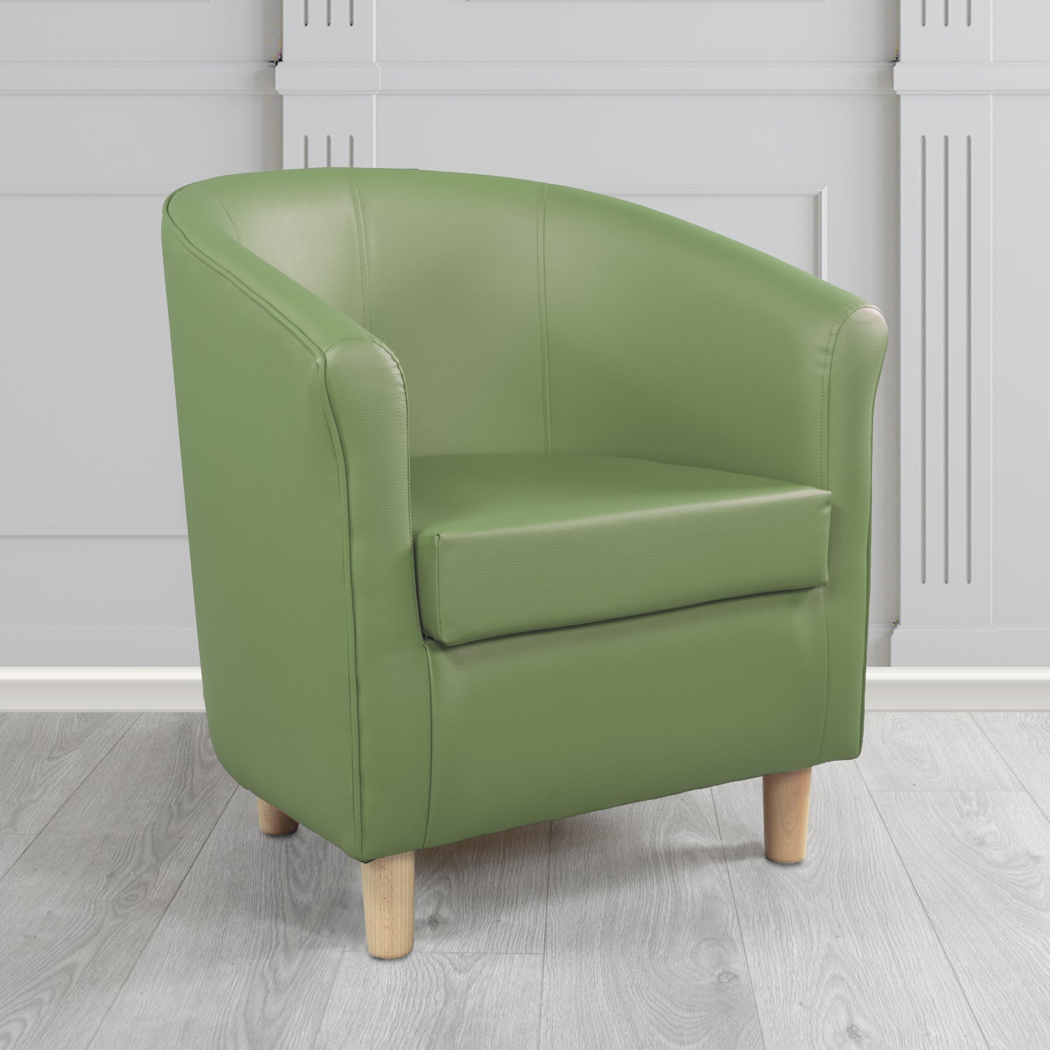 Tuscany Tub Chair in Just Colour Antimicrobial Crib 5 Contract Faux Leather with Light Wood Legs