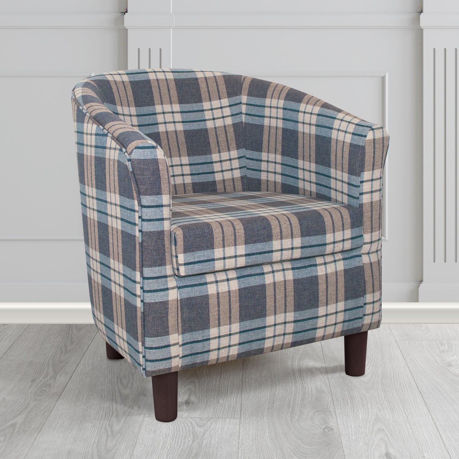 Tuscany Kintyre Chambray Tartan Crib 5 Fabric Tub Chair - The Tub Chair Shop