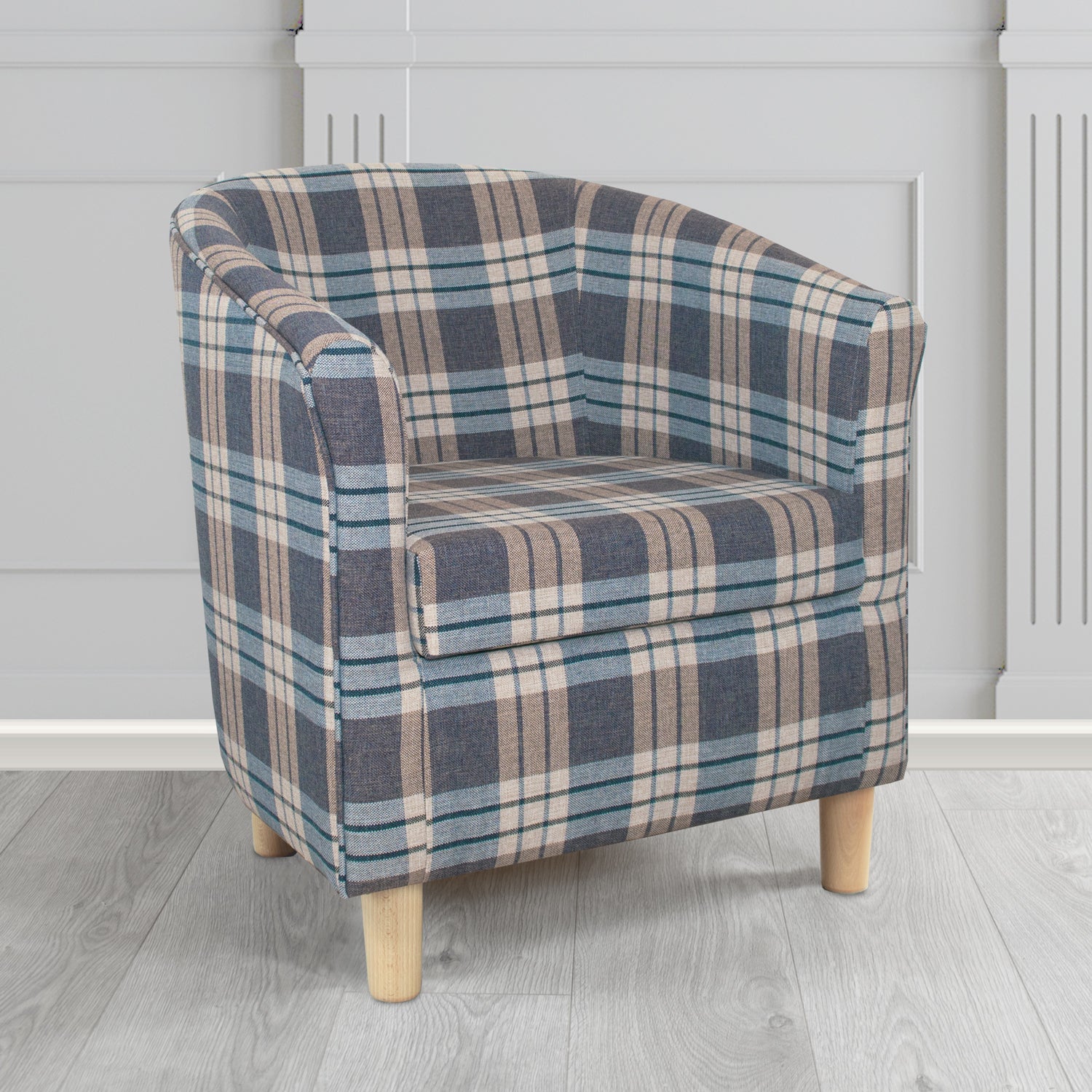 Tuscany Kintyre Chambray Tartan Crib 5 Fabric Tub Chair - The Tub Chair Shop
