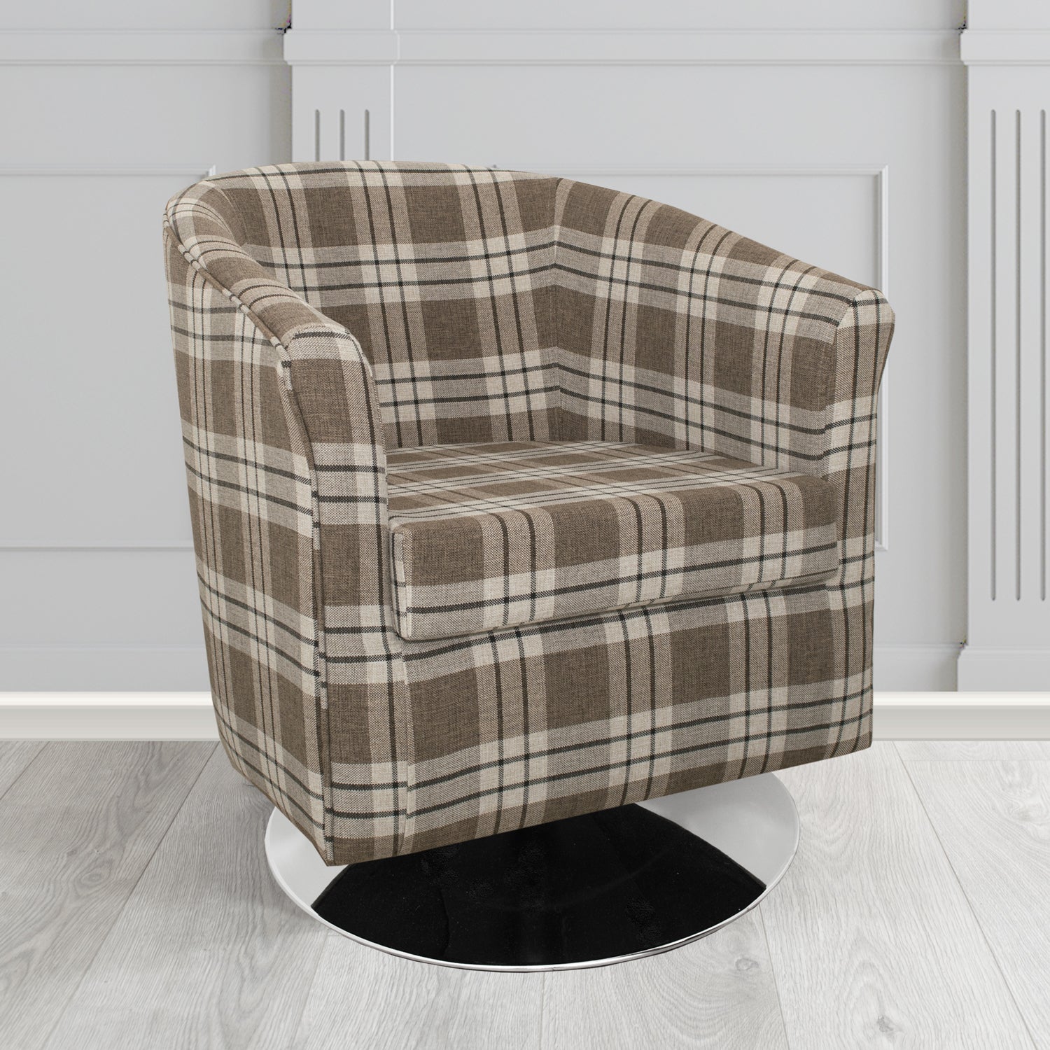 Tuscany Swivel Tub Chair in Kintyre Tartan Fabric