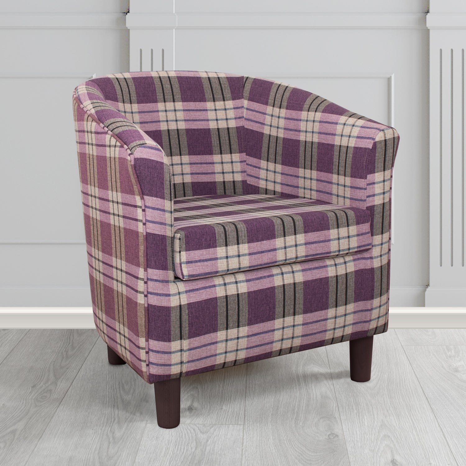 Tuscany Kintyre Grape Tartan Crib 5 Fabric Tub Chair - The Tub Chair Shop