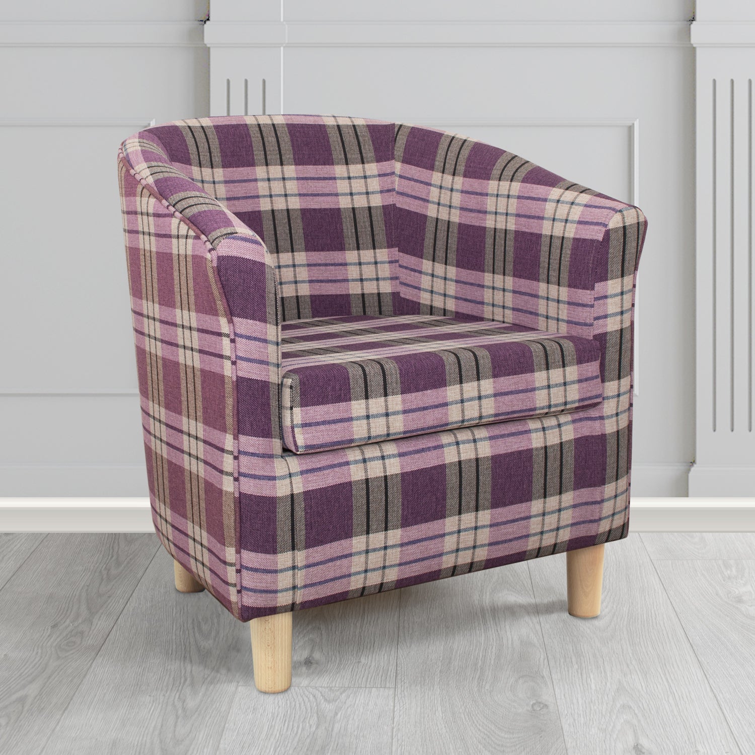 Tuscany Kintyre Grape Tartan Crib 5 Fabric Tub Chair - The Tub Chair Shop