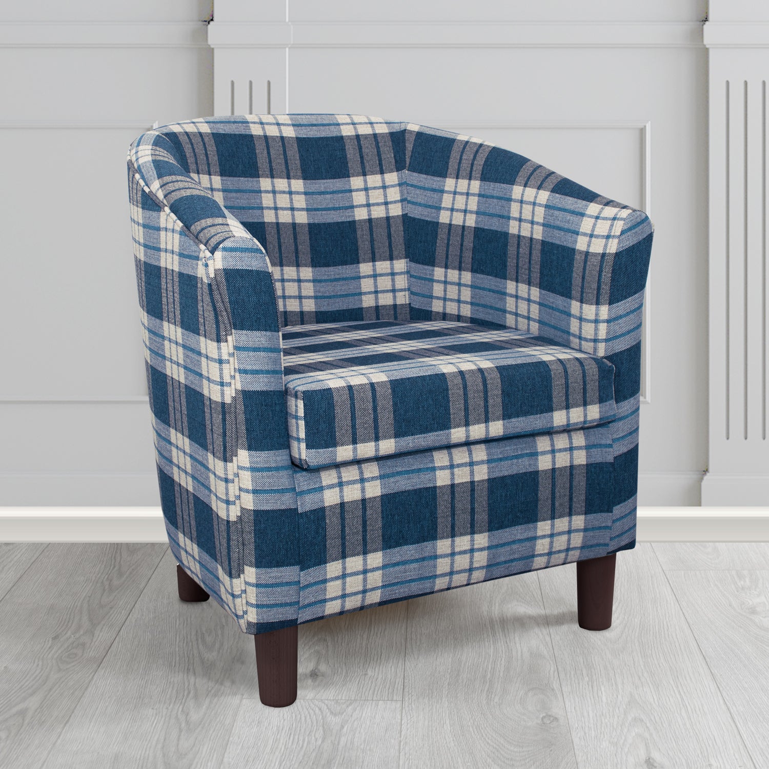 Tuscany Kintyre Indigo Tartan Crib 5 Fabric Tub Chair - The Tub Chair Shop