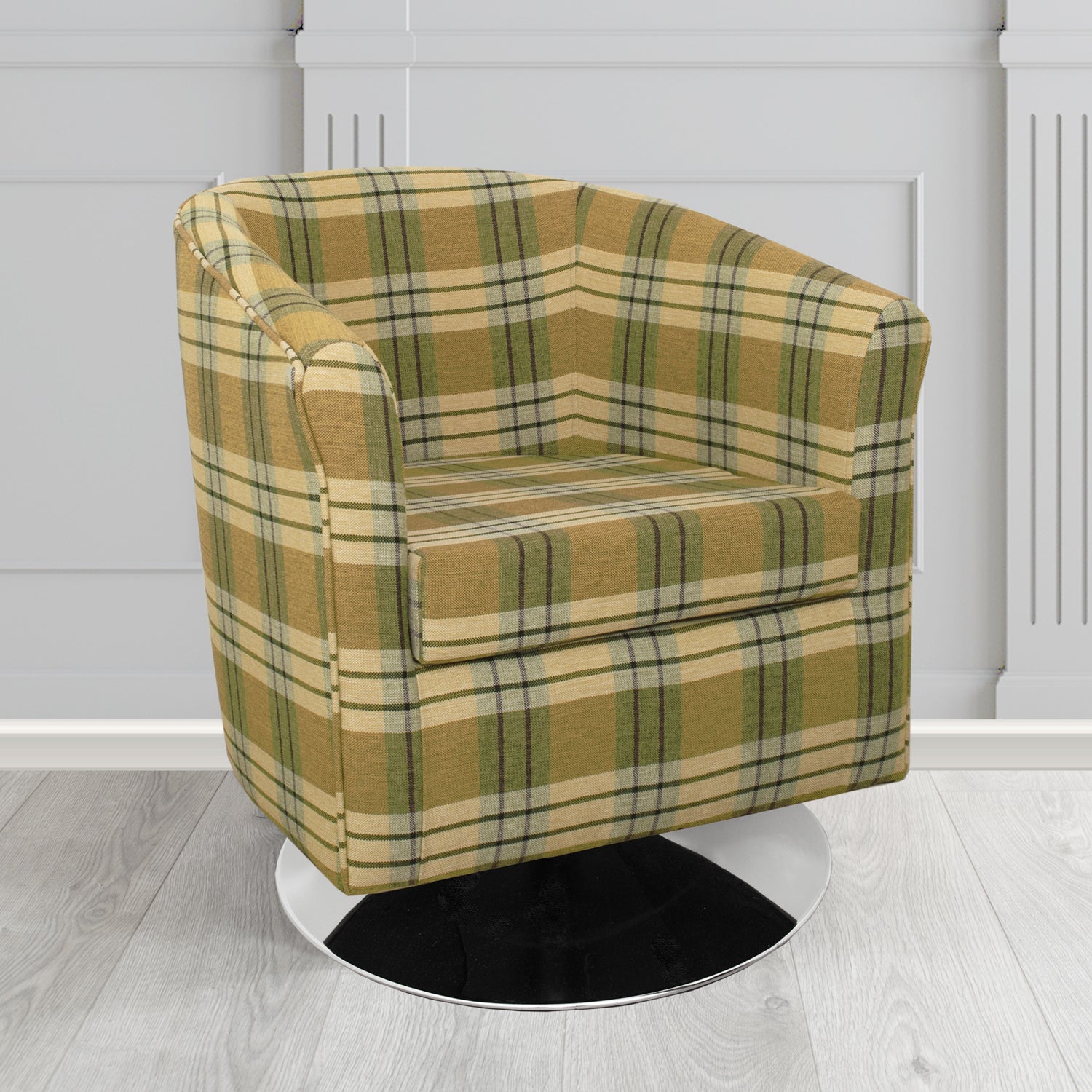 Tuscany Kintyre Pampas Tartan Crib 5 Fabric Swivel Tub Chair - The Tub Chair Shop