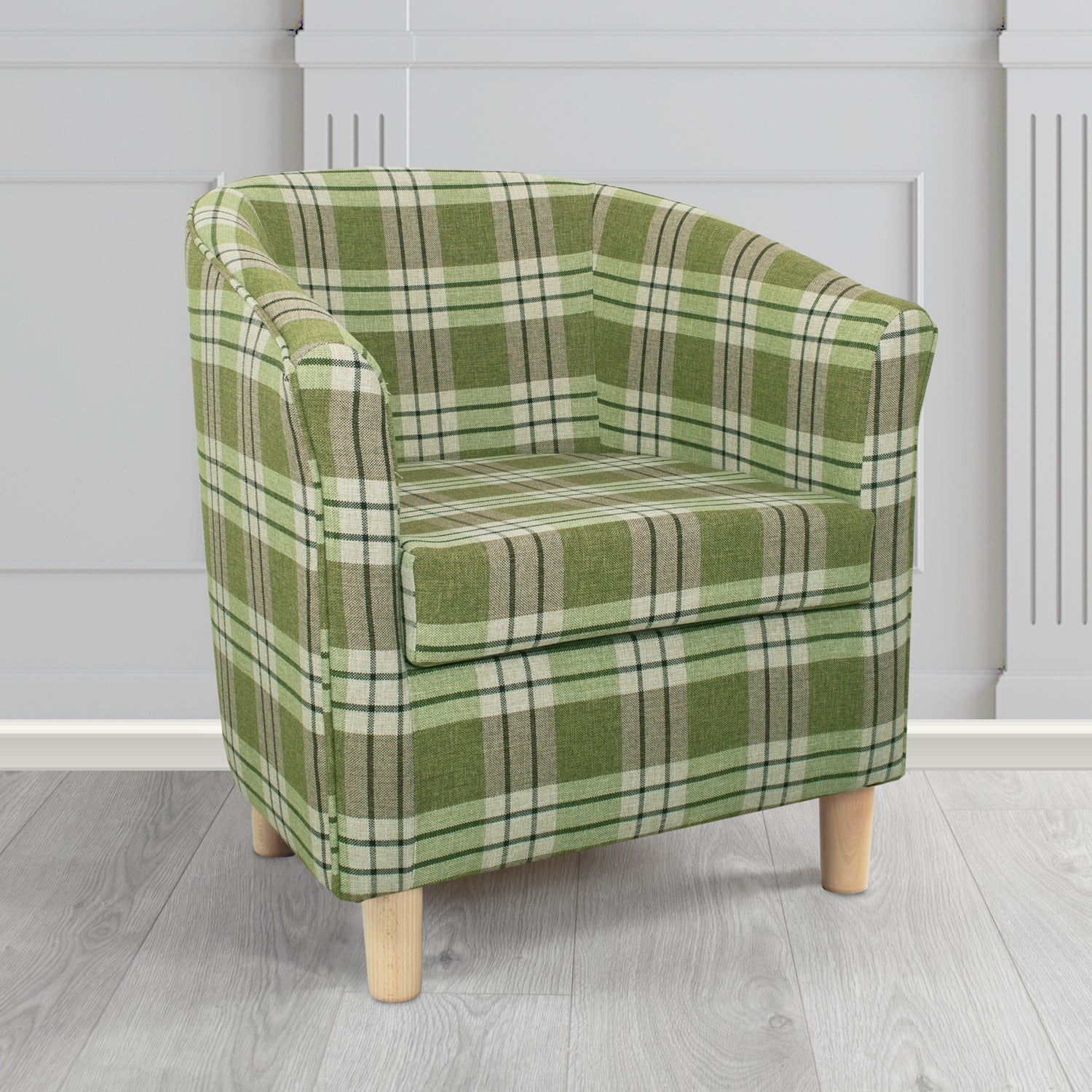 Tuscany Kintyre Sage Tartan Crib 5 Fabric Tub Chair - The Tub Chair Shop