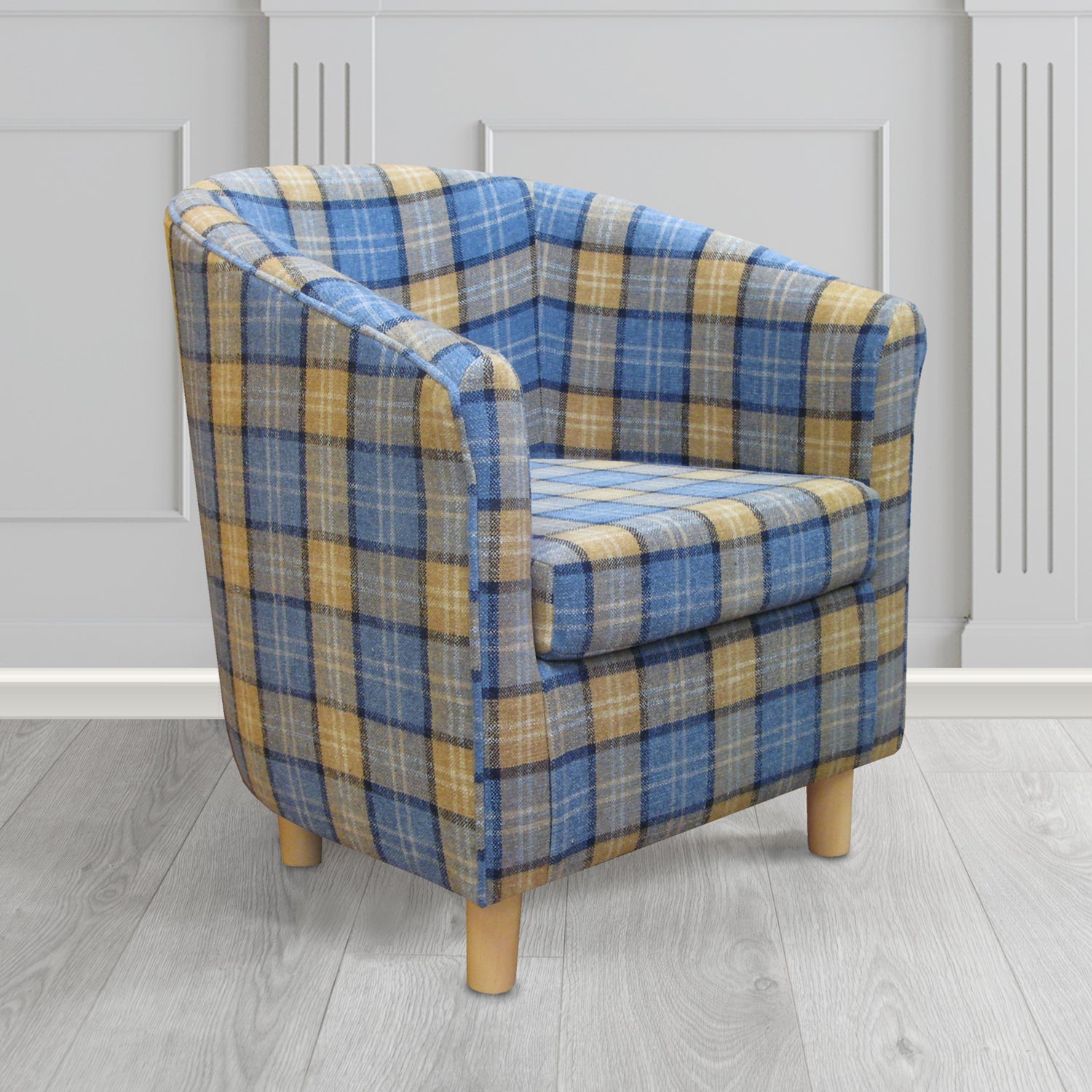 Tuscany Tub Chair in Lana Ocean Tartan LAN1604 Crib 5 Fabric