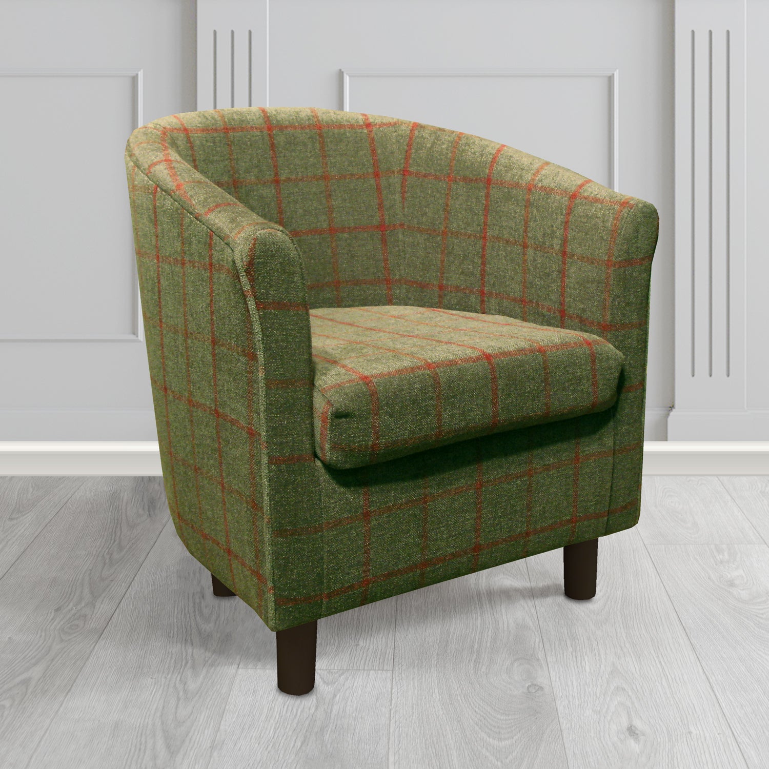 Tuscany Tub Chair in Lana Moss Check Tartan LAN1264 Crib 5 Fabric