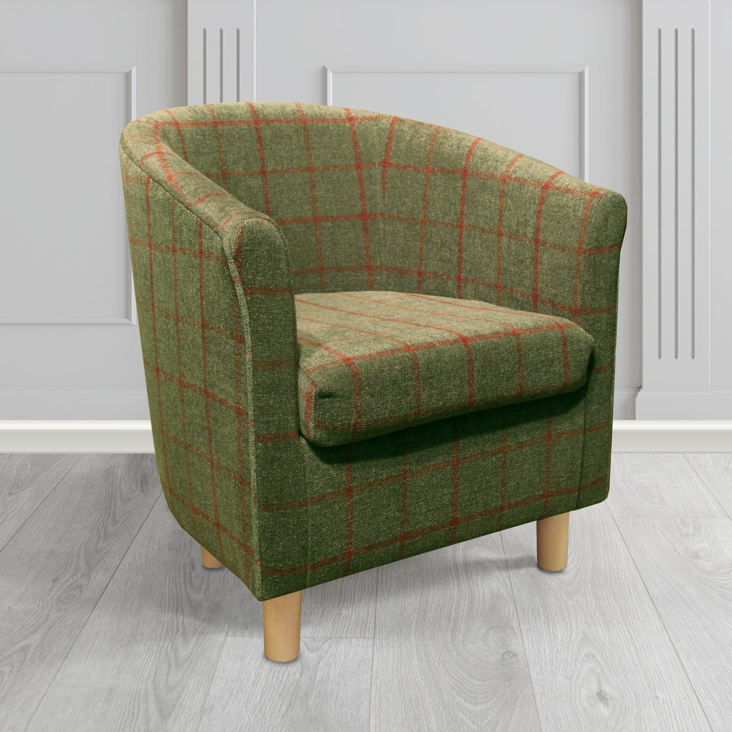 Tuscany Tub Chair in Lana Moss Check Tartan LAN1264 Crib 5 Fabric