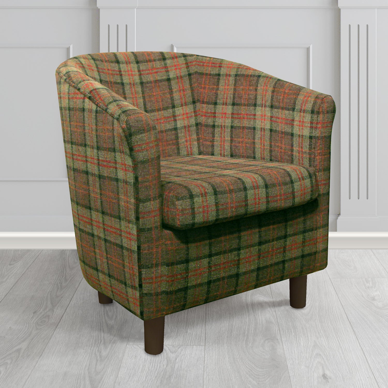 Tuscany Tub Chair in Lana Moss Tartan LAN1259 Crib 5 Fabric