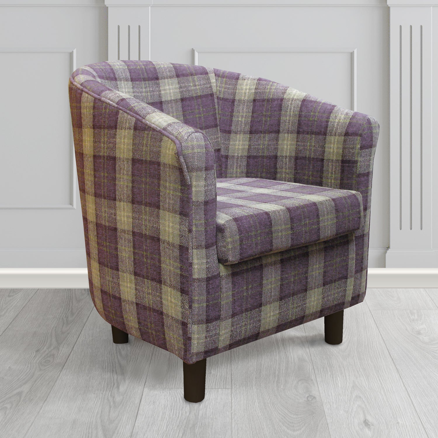 Tuscany Tub Chair in Lana Purple Tartan LAN1602 Crib 5 Fabric - The Tub Chair Shop