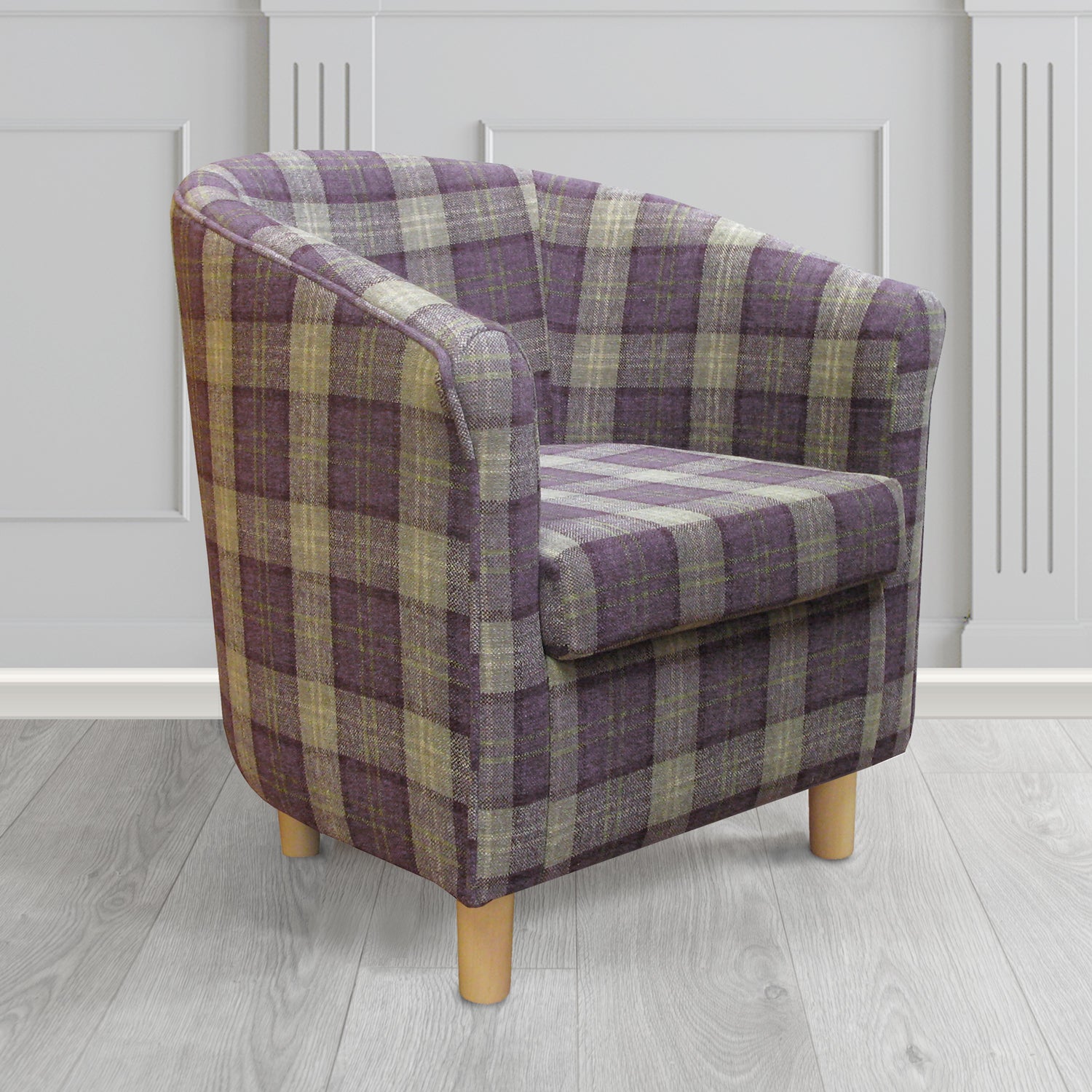 Tuscany Tub Chair in Lana Purple Tartan LAN1602 Crib 5 Fabric