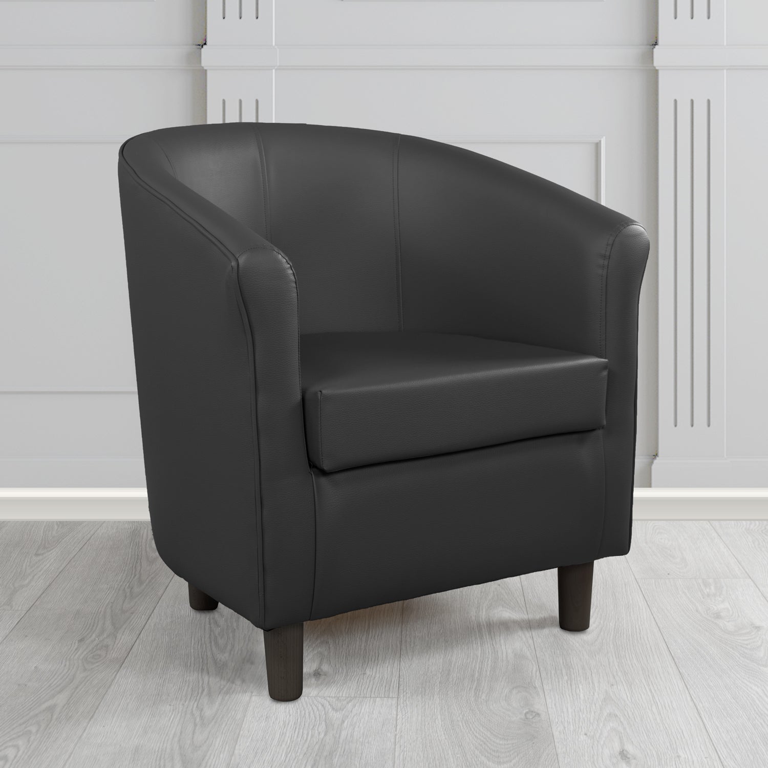 Tuscany Tub Chair in Madrid Black Faux Leather - The Tub Chair Shop