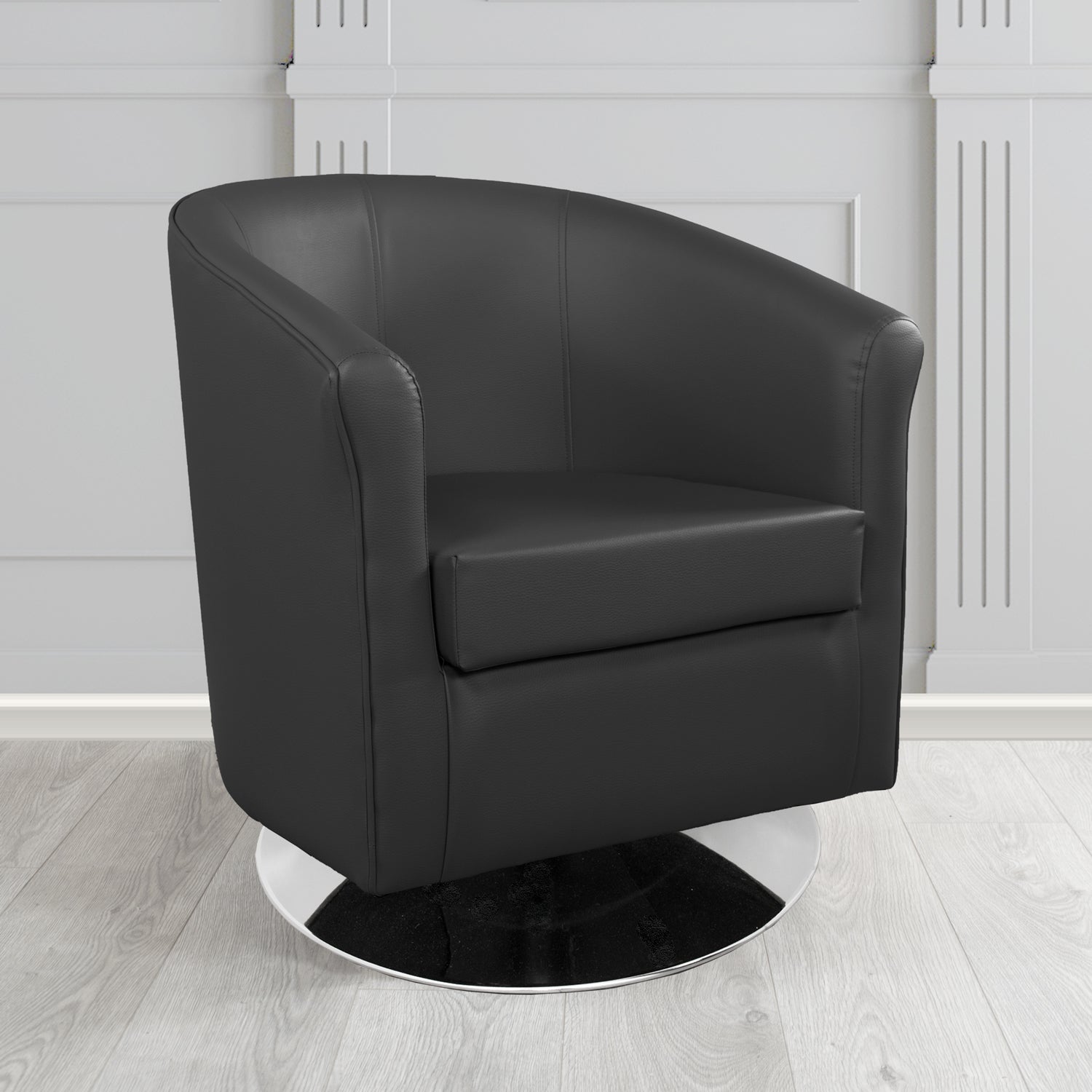 Tuscany Swivel Tub Chair in Madrid Black Faux Leather