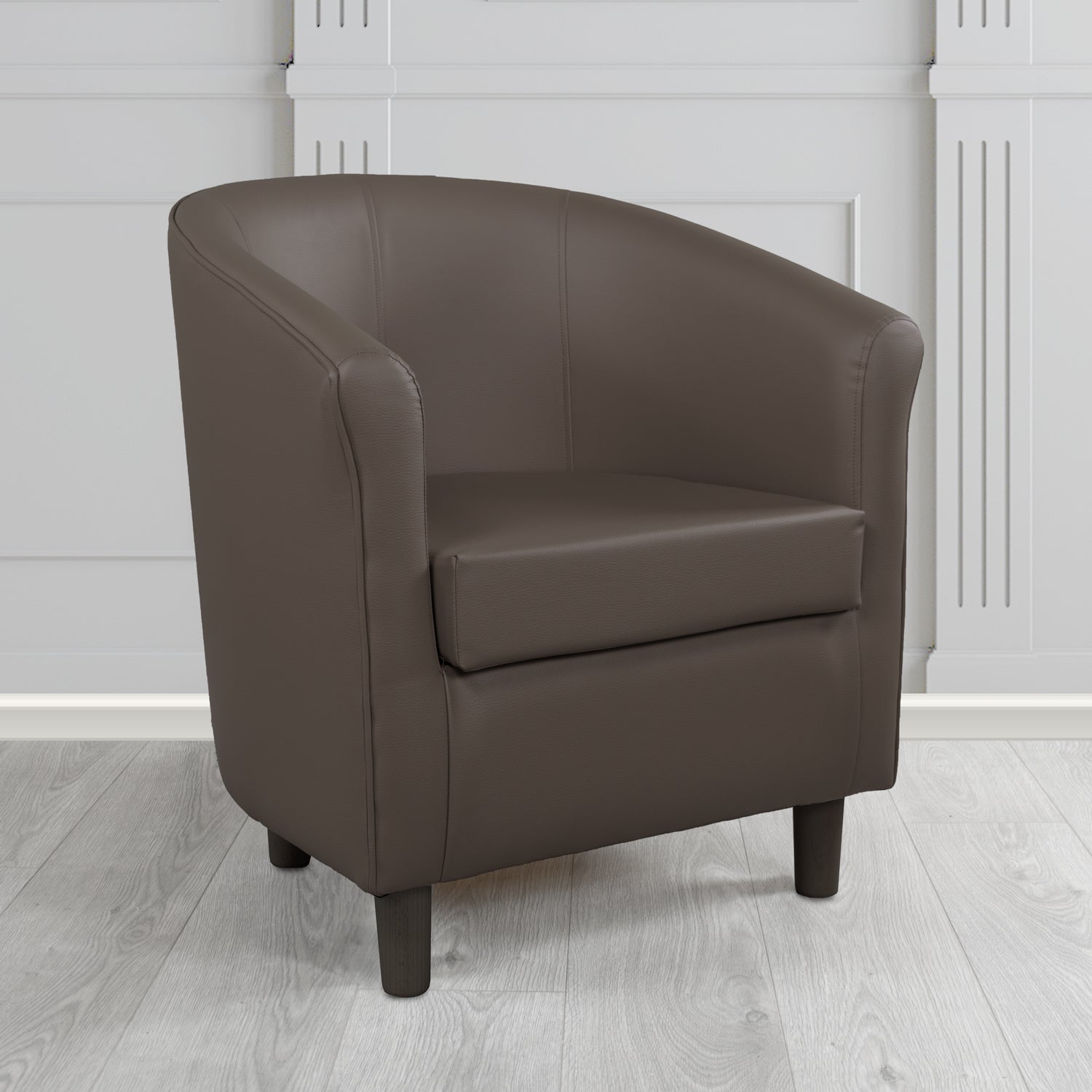 Tuscany Tub Chair in Madrid Chocolate Faux Leather - The Tub Chair Shop