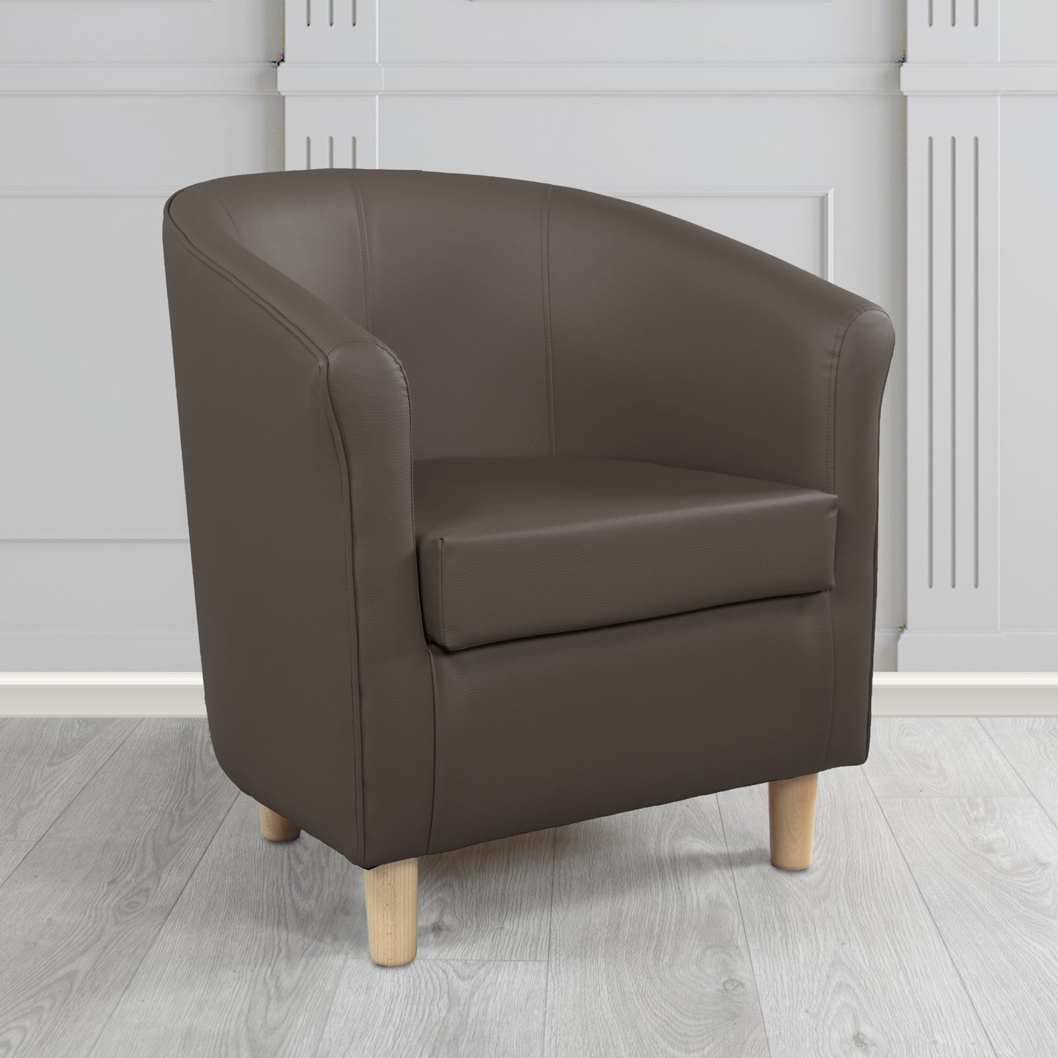 Tuscany Tub Chair in Madrid Chocolate Faux Leather - The Tub Chair Shop