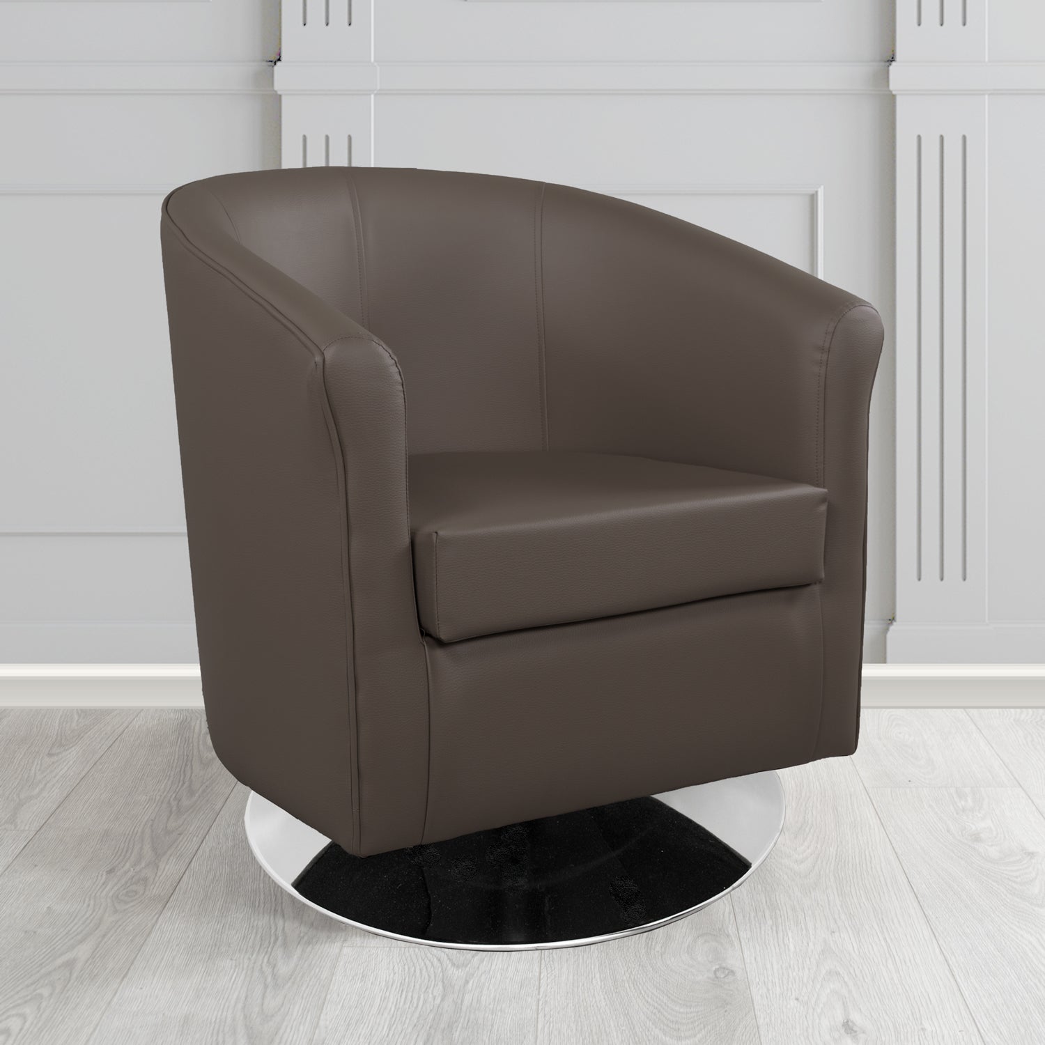 Tuscany Swivel Tub Chair in Madrid Chocolate Faux Leather - The Tub Chair Shop