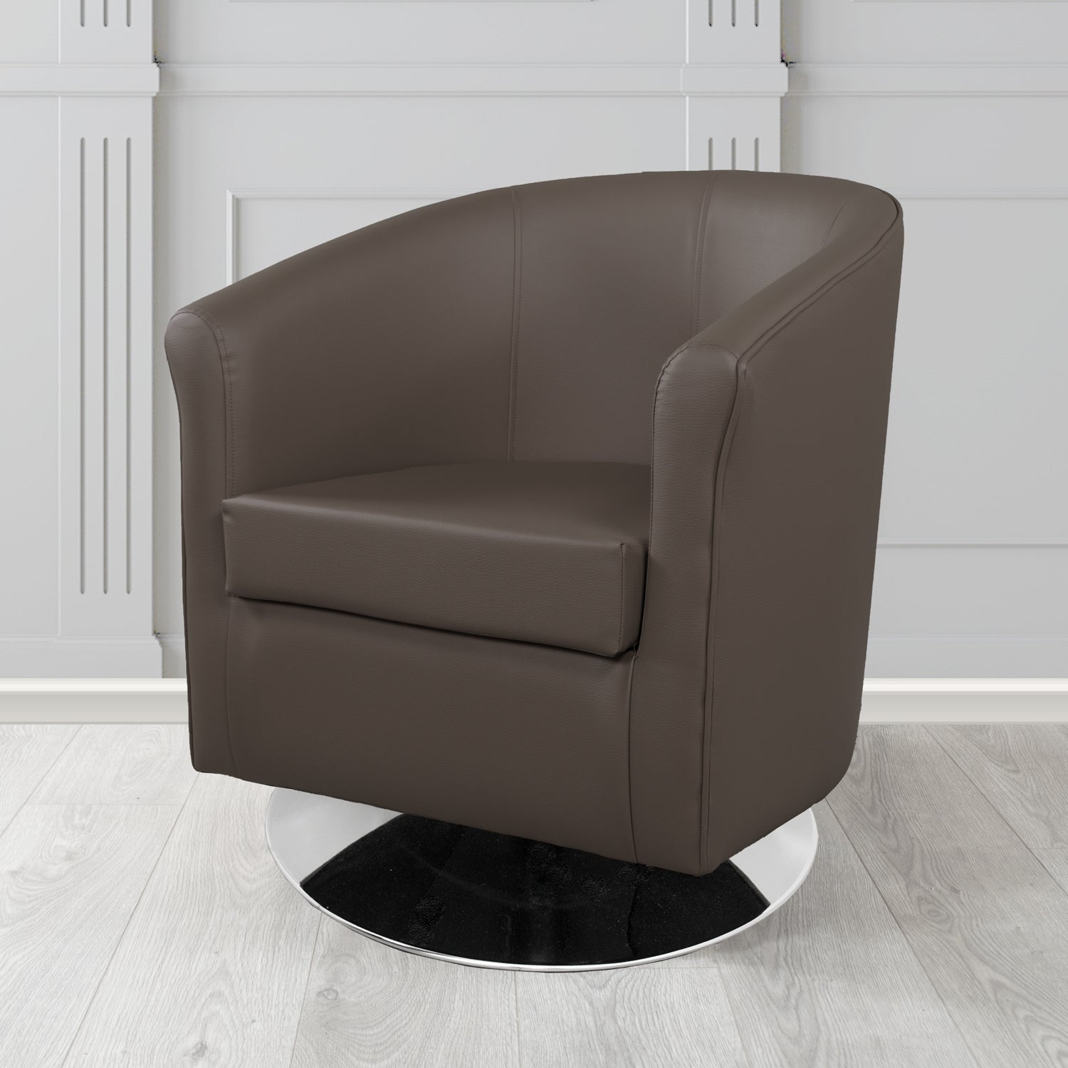 Tuscany Swivel Tub Chair in Madrid Chocolate Faux Leather