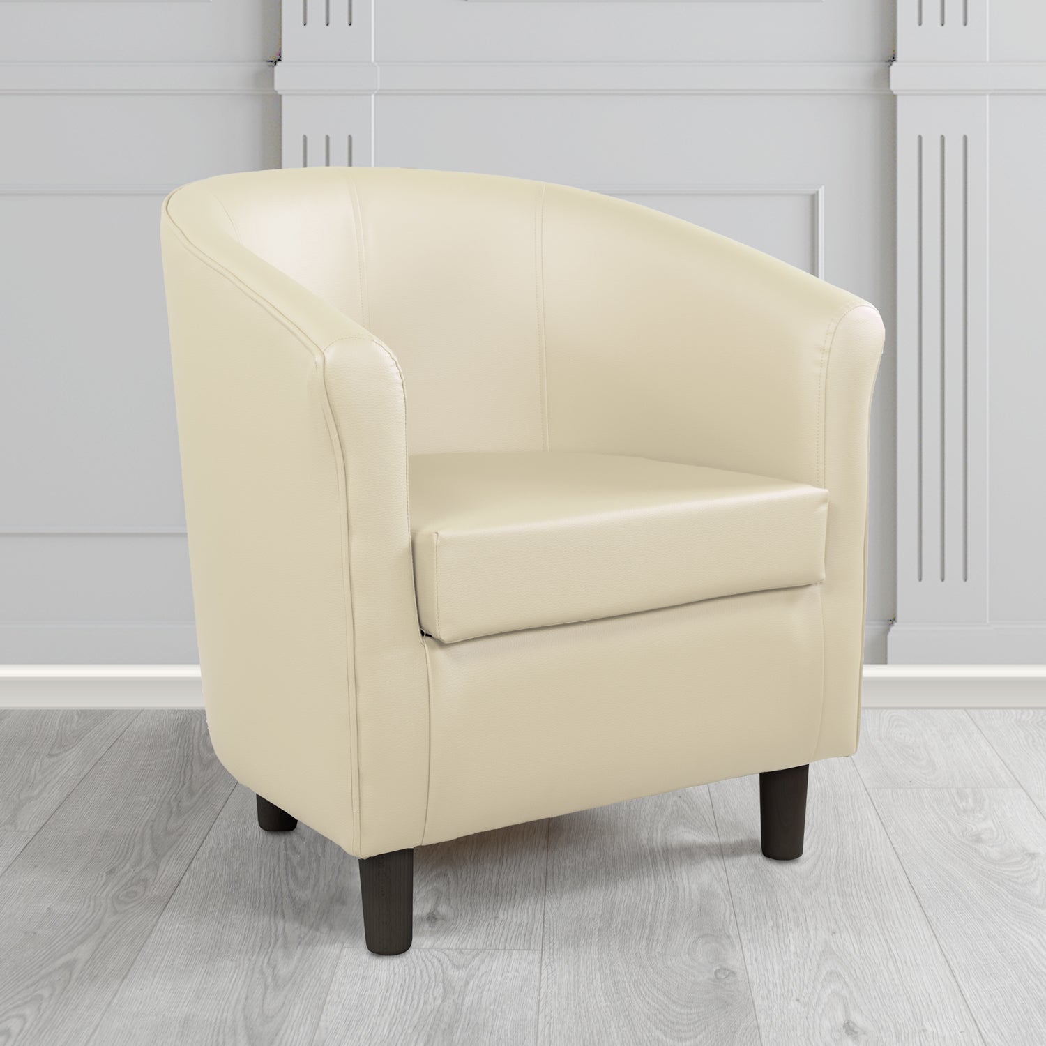 Tuscany Tub Chair in Madrid Cream Faux Leather - The Tub Chair Shop